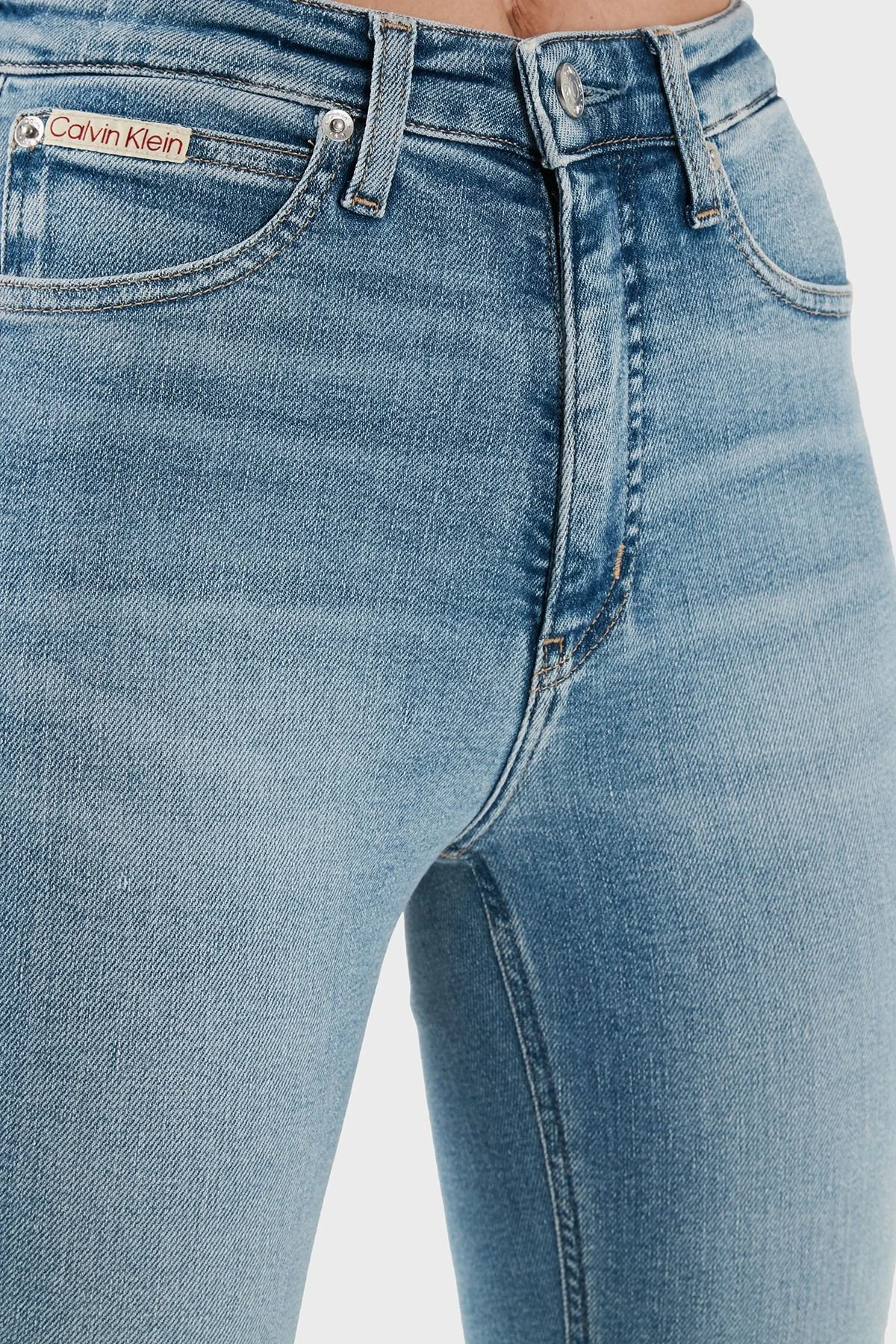 Calvin Klein Streç Pamuklu Slim Fit Yüksek Bel Süper Dar Paça Jeans J20J2244861AA Bayan Kot Pantolon J20J224486 1AA AÇIK MAVİ - 11