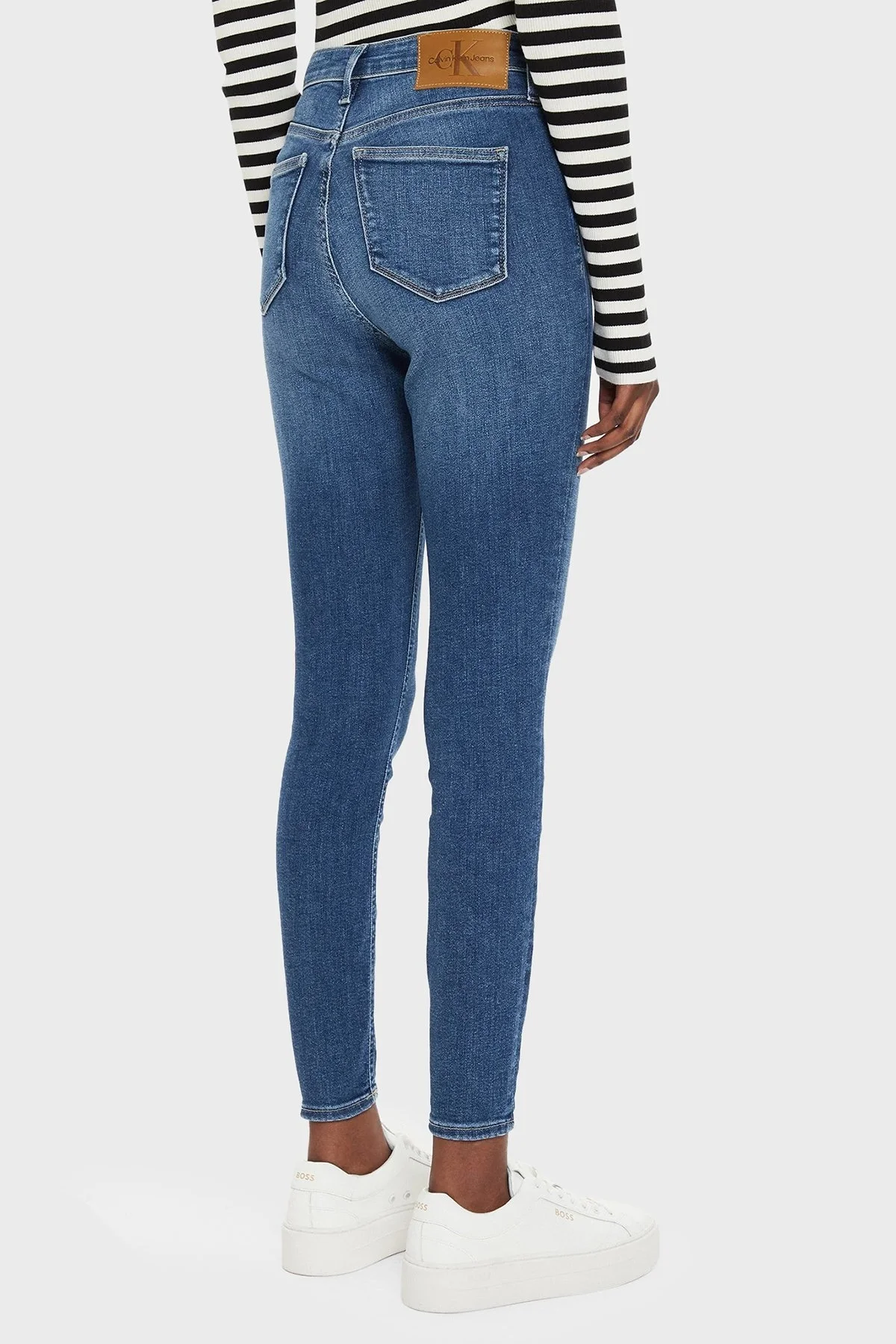Calvin Klein Streç Pamuklu Süper Skinny Fit Jeans J20J2240371A4 Bayan Kot Pantolon J20J224037 1A4 MAVİ - 7