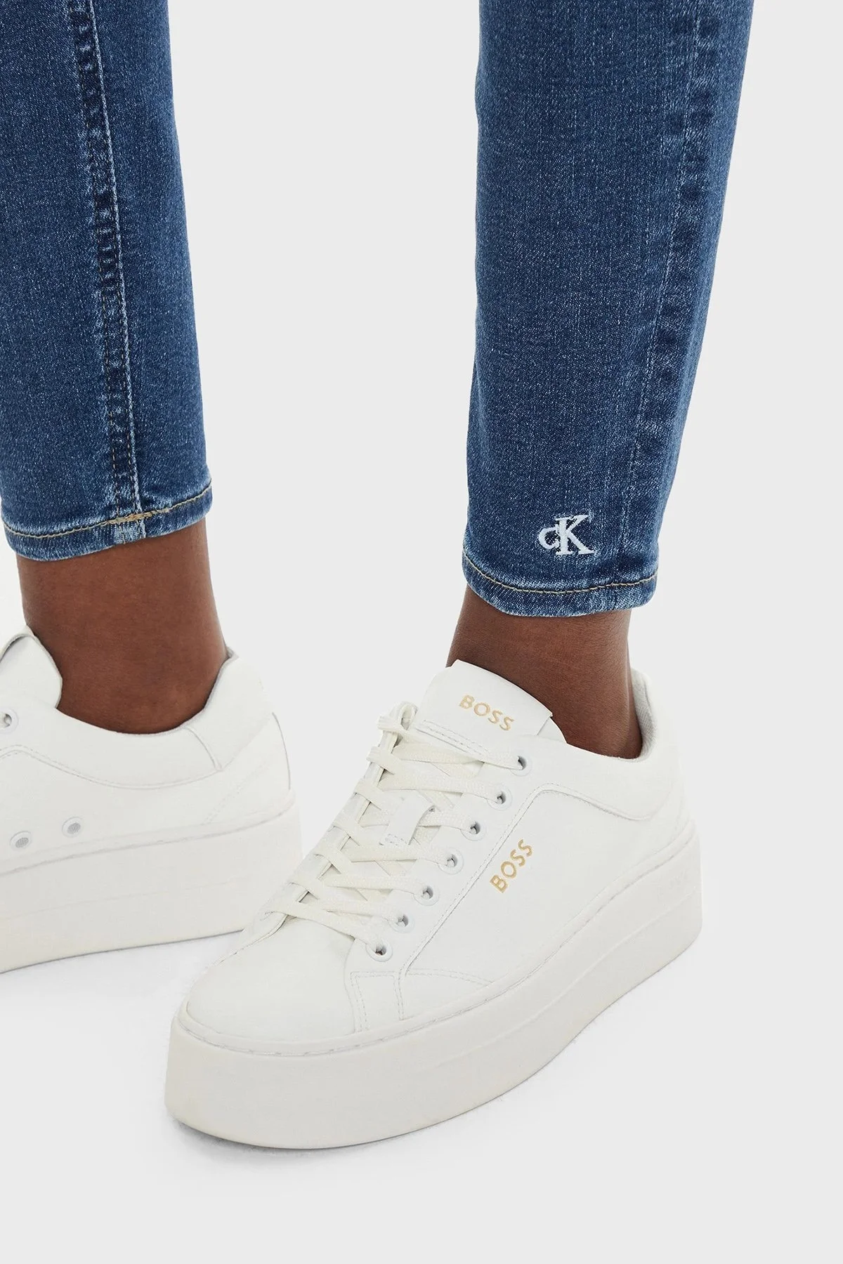 Calvin Klein Streç Pamuklu Süper Skinny Fit Jeans J20J2240371A4 Bayan Kot Pantolon J20J224037 1A4 MAVİ - 10