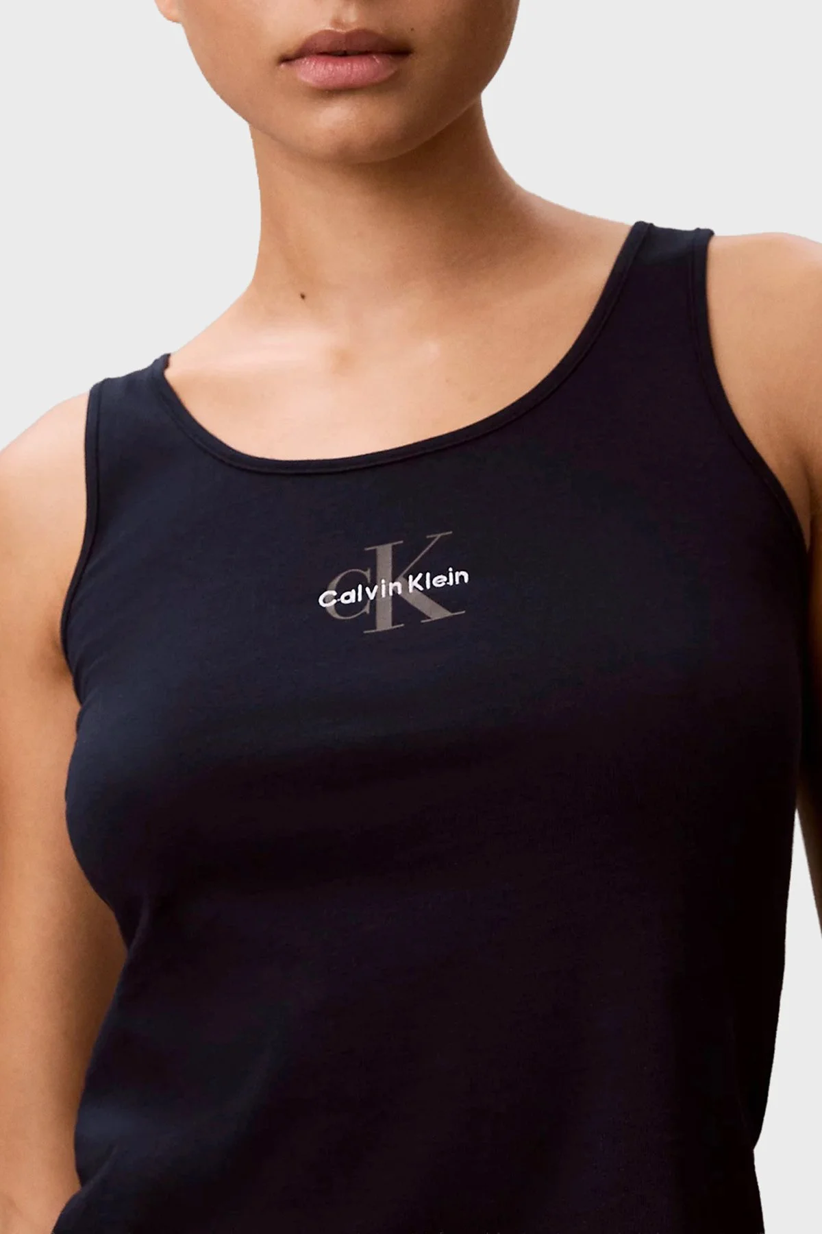 Calvin Klein Streç Pamuklu Yuvarlak Yaka Logolu LV00QS76030PP Kadın Atlet LV00QS7603 0PP LACİVERT - 4