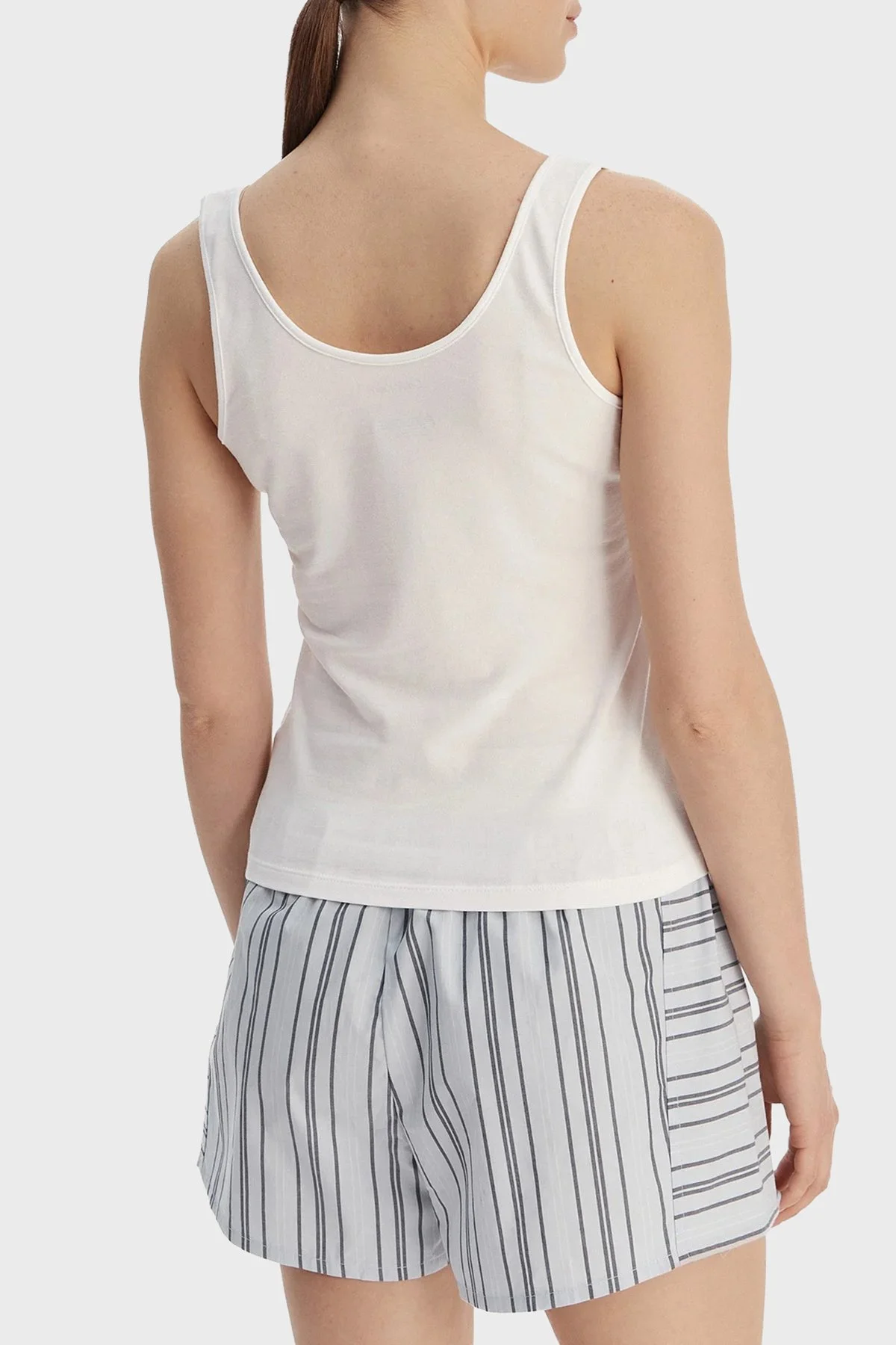 Calvin Klein Streç Pamuklu Yuvarlak Yaka Logolu LV00QS7603100 Bayan Atlet LV00QS7603 100 BEYAZ - 2