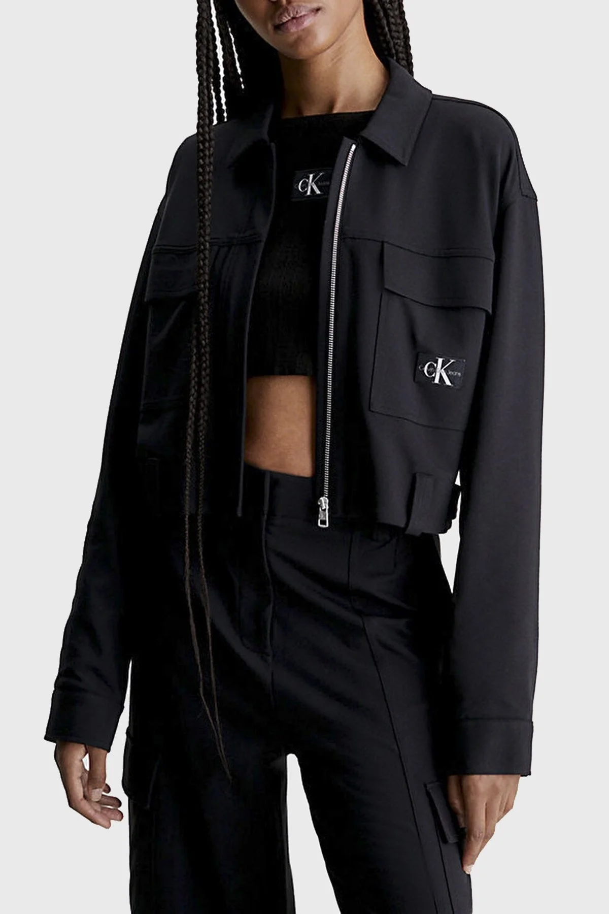 Calvin Klein Streç Regular Fit Fermuarlı J20J222555BEH Bayan Ceket J20J222555 BEH SİYAH - 1