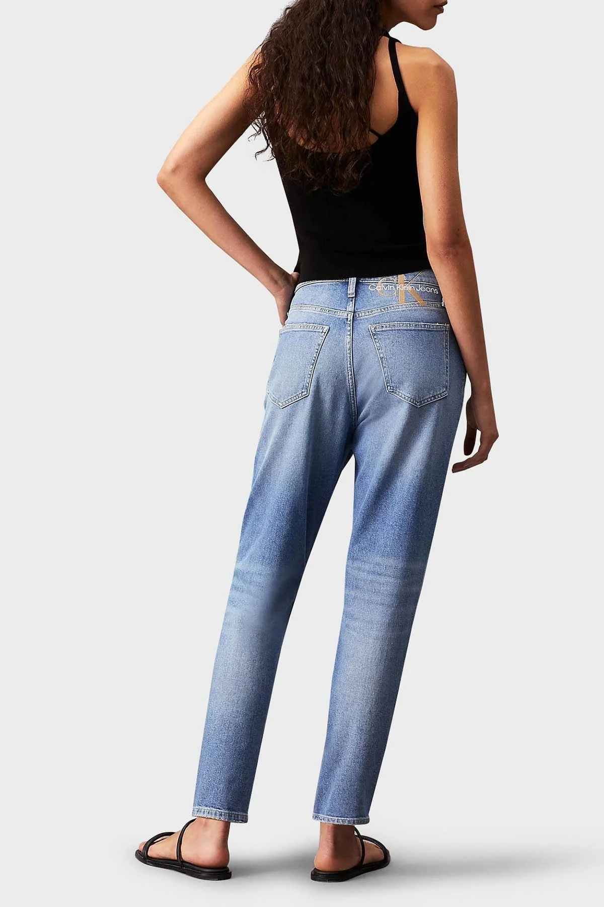 Calvin Klein Streç Yüksek Bel Slim Fit Jeans J20J2227641AA Bayan Kot Pantolon J20J222764 1AA AÇIK MAVİ - 3