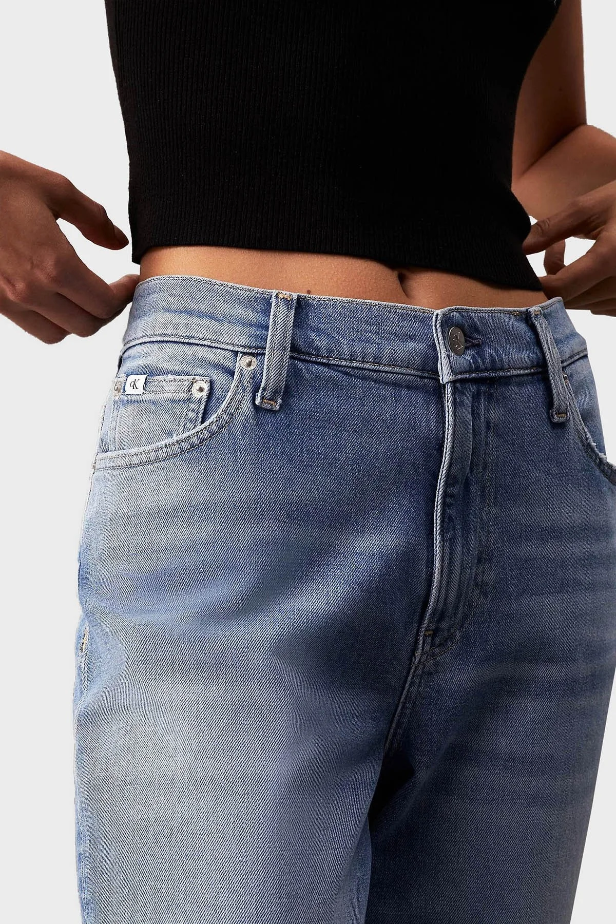 Calvin Klein Streç Yüksek Bel Slim Fit Jeans J20J2227641AA Bayan Kot Pantolon J20J222764 1AA AÇIK MAVİ - 4