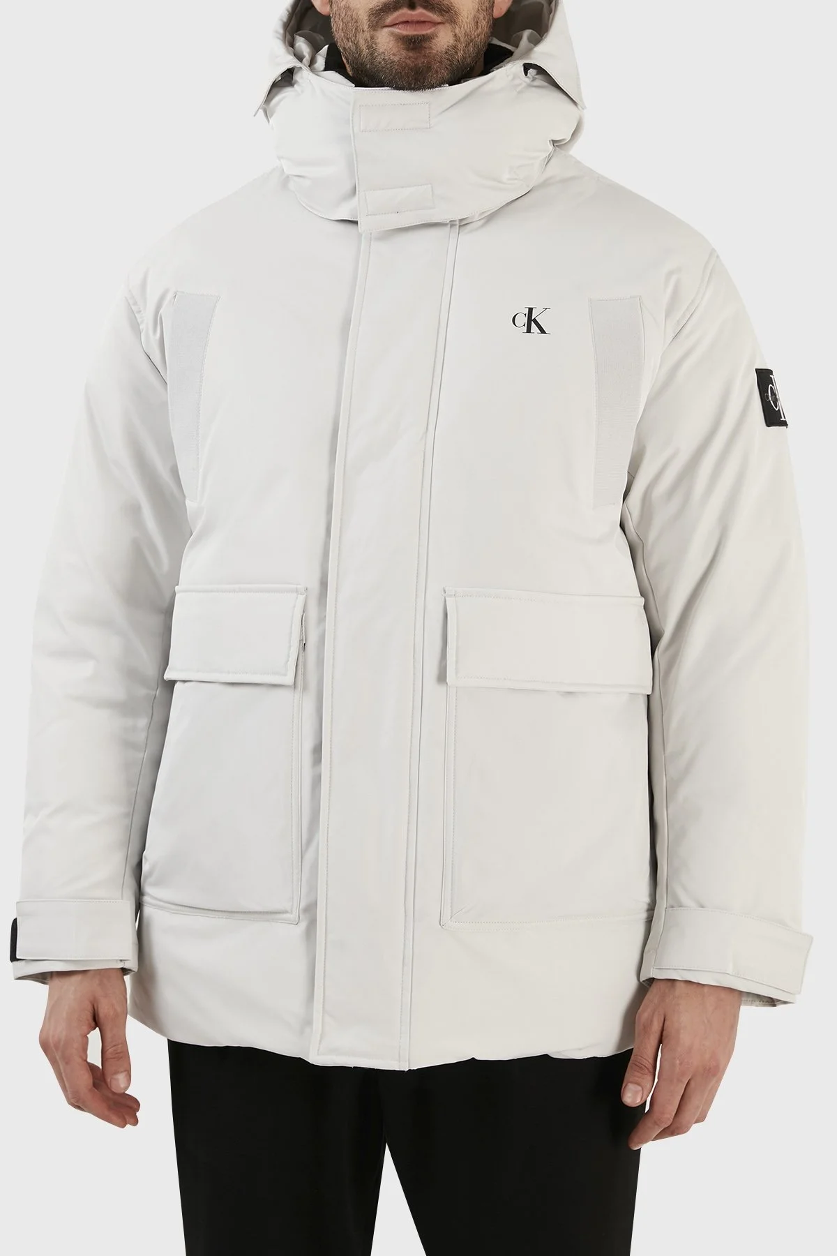 Calvin Klein Su Geçirmez Çıkarılabilir Kapüşonlu Regular Fit J30J321969PRF Erkek Mont J30J321969 PRF GRİ - 1