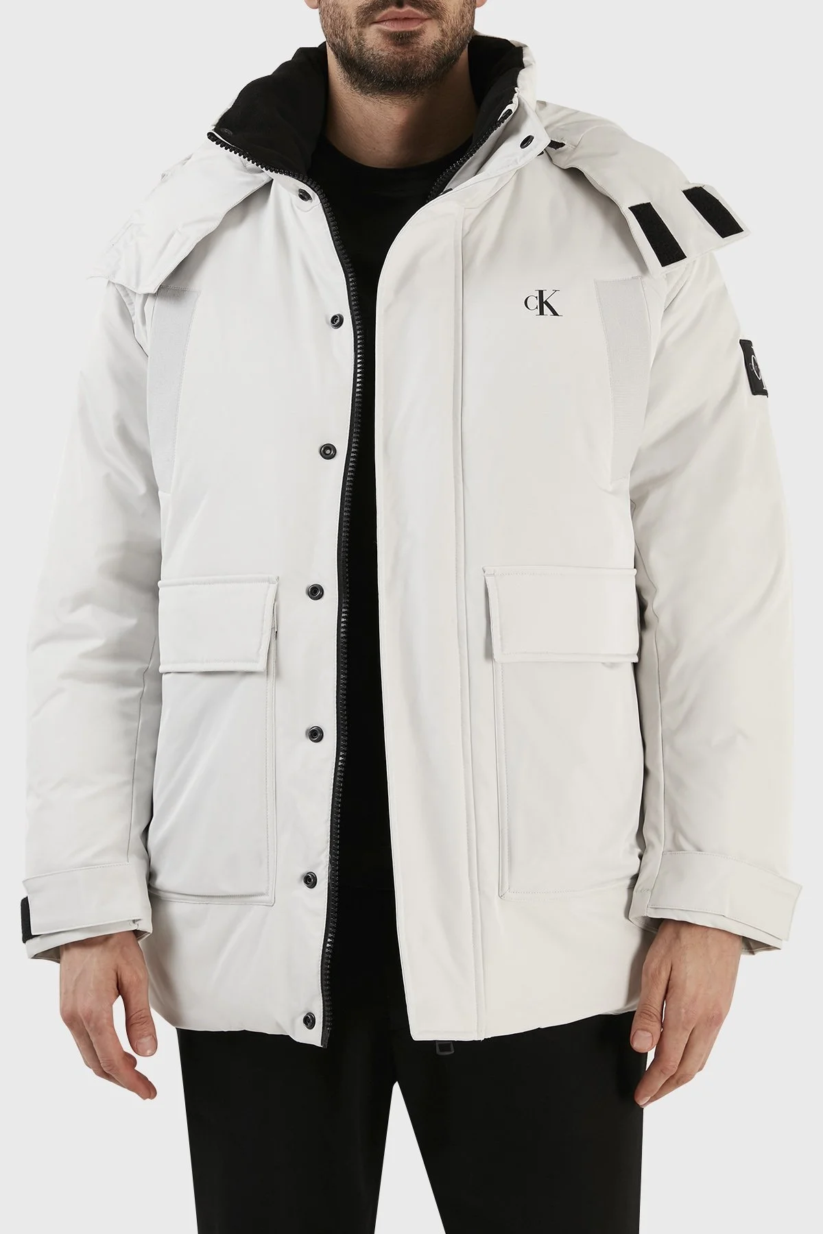 Calvin Klein Su Geçirmez Çıkarılabilir Kapüşonlu Regular Fit J30J321969PRF Erkek Mont J30J321969 PRF GRİ - 2