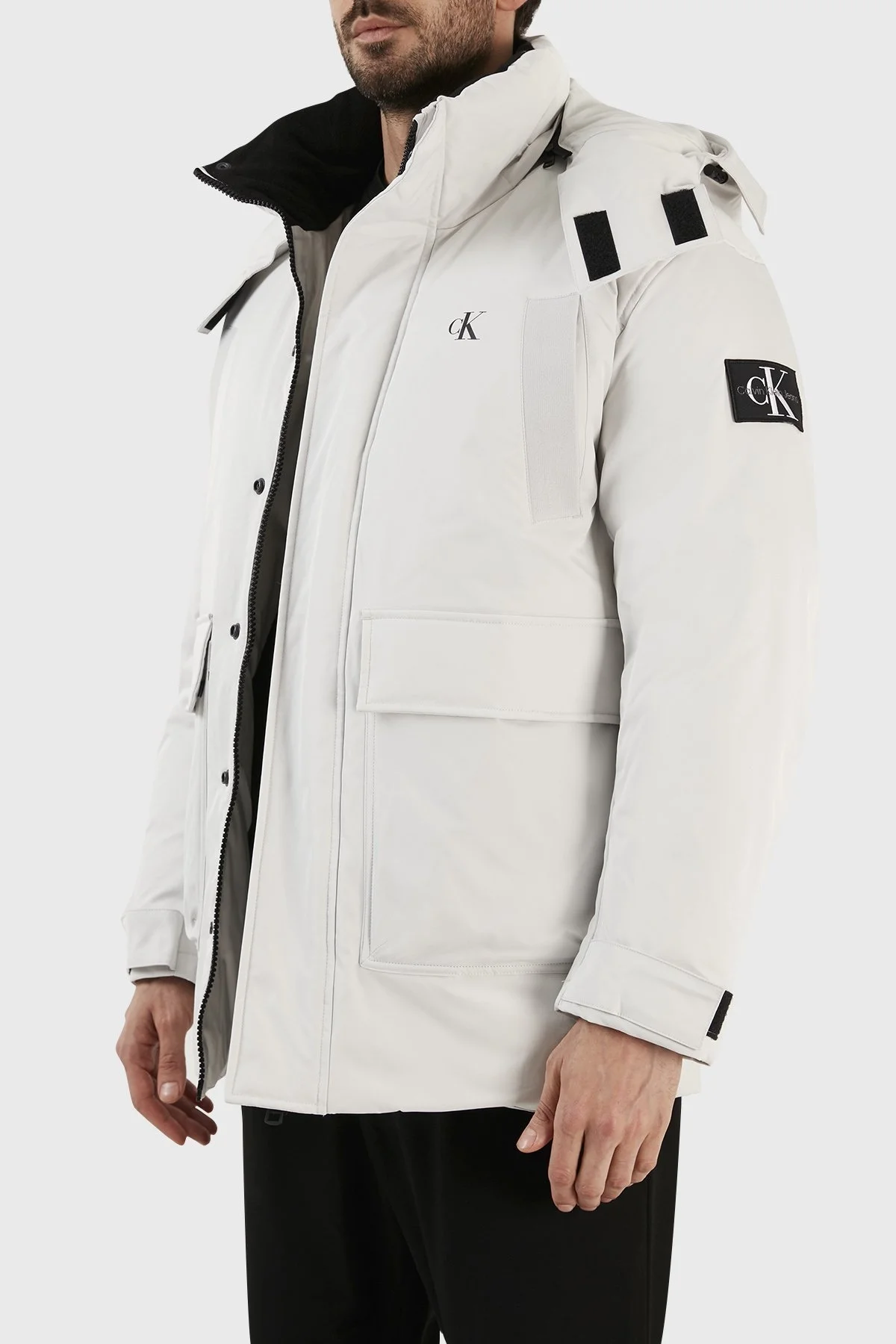 Calvin Klein Su Geçirmez Çıkarılabilir Kapüşonlu Regular Fit J30J321969PRF Erkek Mont J30J321969 PRF GRİ - 3