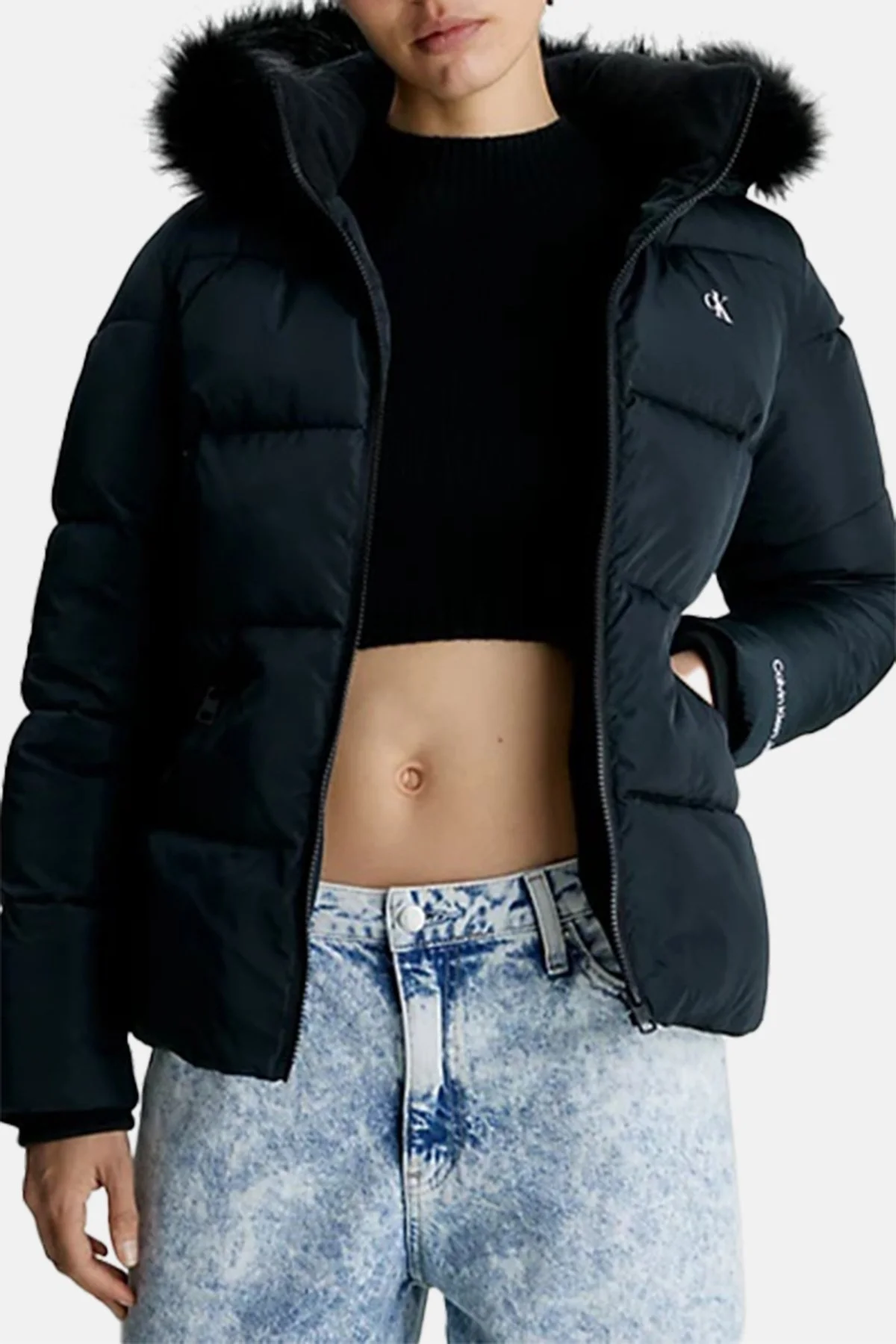 Calvin Klein Su Geçirmez Kapüşonlu Şişme J20J221889BEH Bayan Mont J20J221889 BEH SİYAH - 1