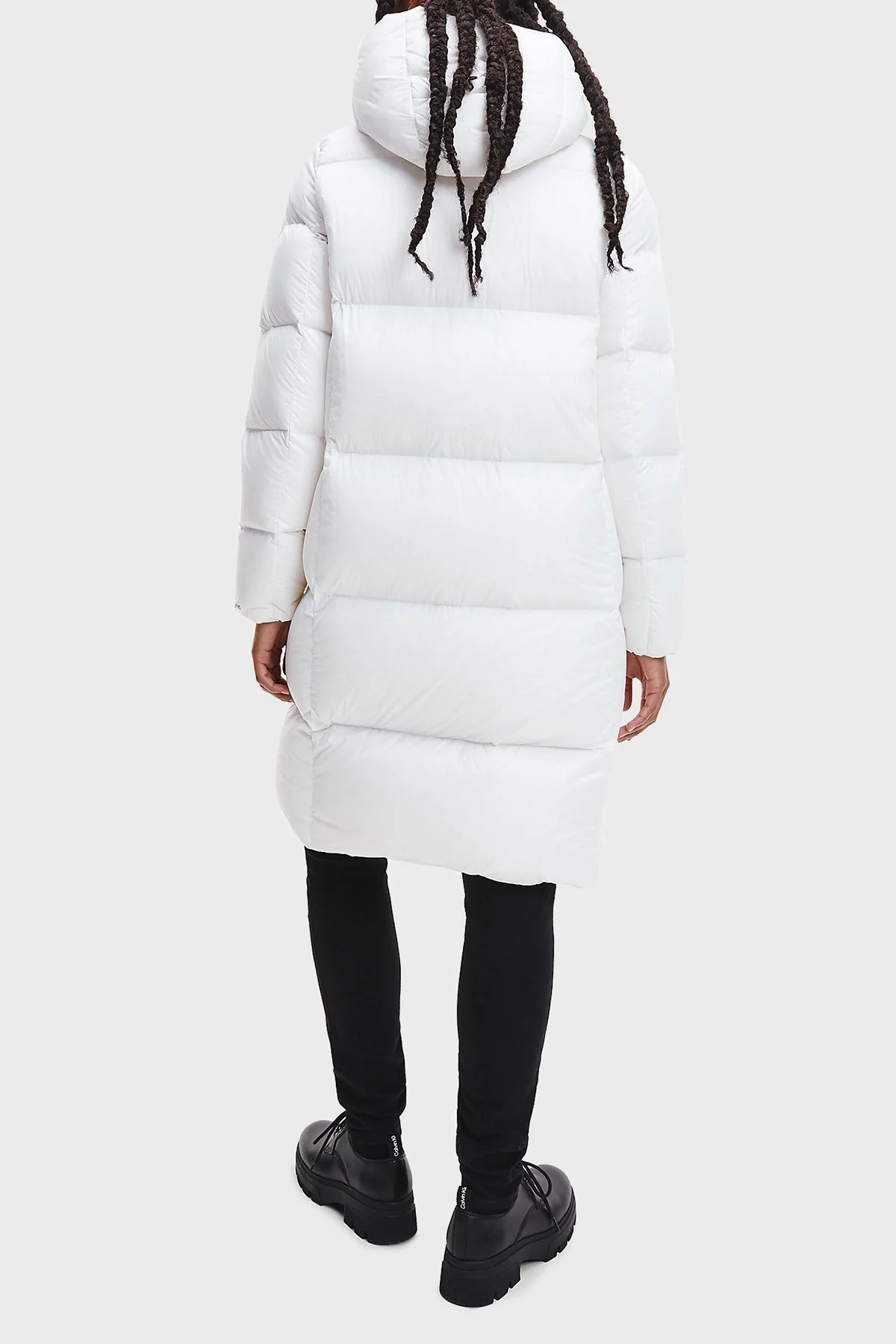Calvin Klein Su Geçirmez Kuş Tüyü Dolgulu Çıkarılabilir Kapüşonlu Uzun Bayan Mont J20J219820 YAF BEYAZ - 3