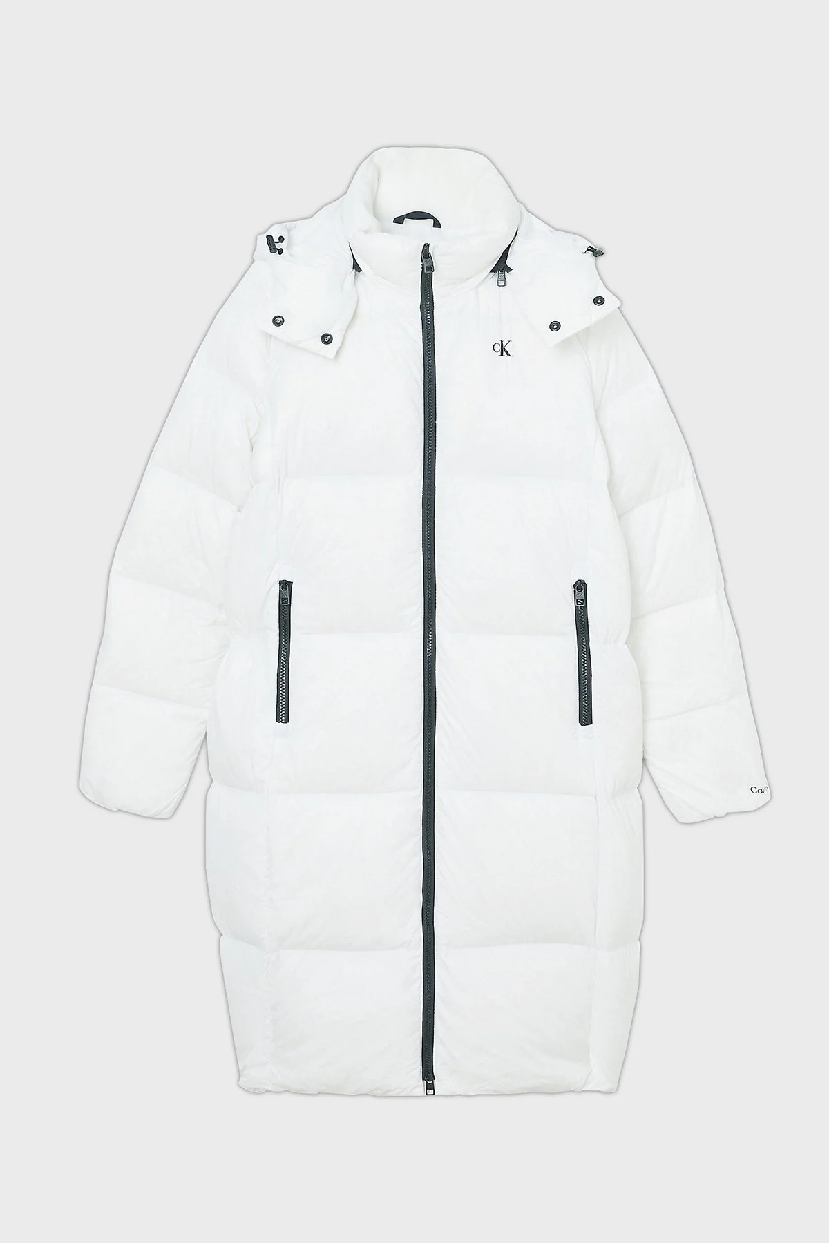 Calvin Klein Su Geçirmez Kuş Tüyü Dolgulu Çıkarılabilir Kapüşonlu Uzun Bayan Mont J20J219820 YAF BEYAZ - 6
