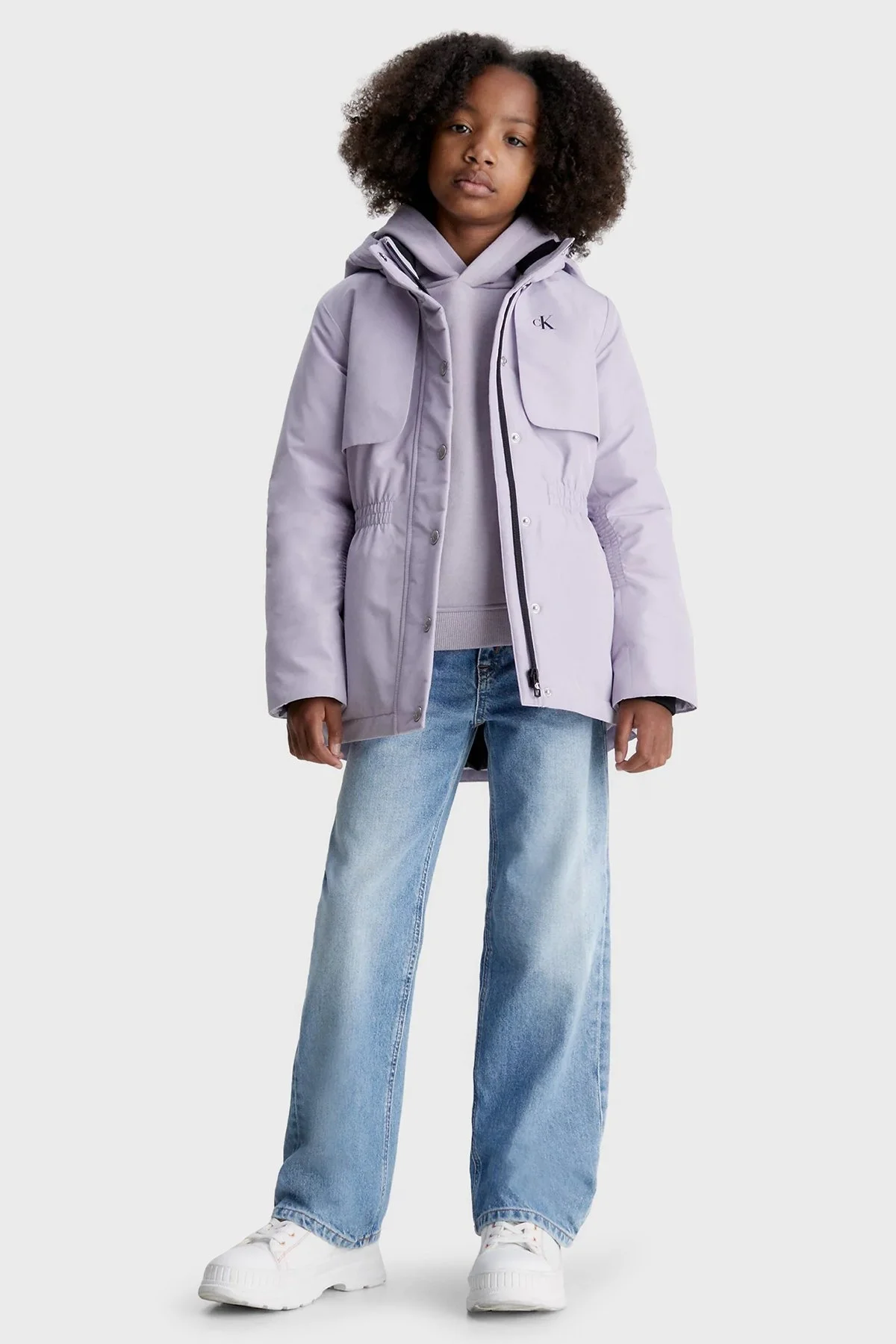 Calvin Klein Su Geçirmez Regular Fit Çıkarılabilir Kapüşonlu IG0IG02061PC1 Çocuk Mont IG0IG02061 PC1 LİLA - 3