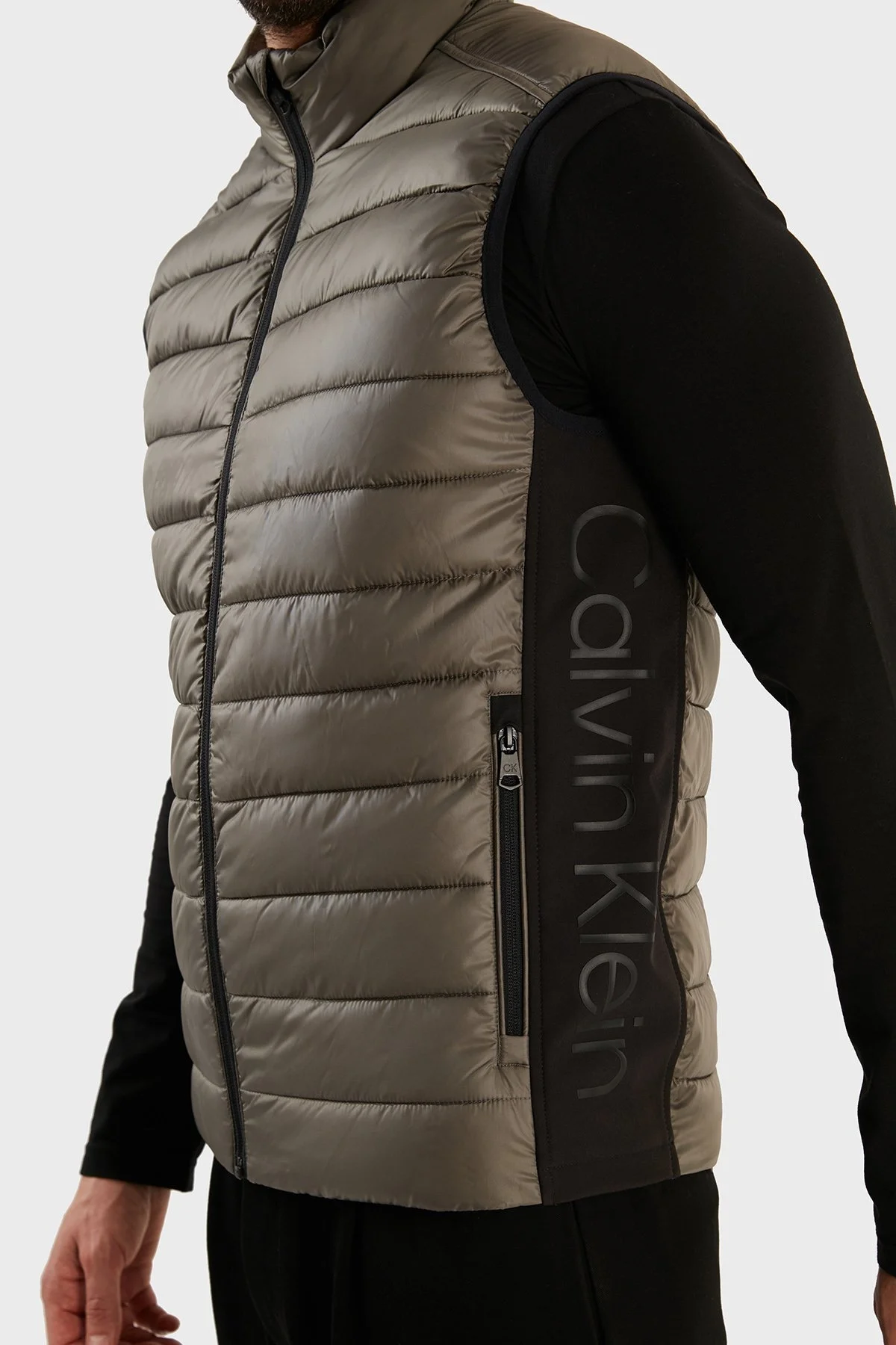 Calvin Klein Su Geçirmez Regular Fit Dik Yaka Şişme Erkek Yelek K10K108292 PCS GRİ - 7
