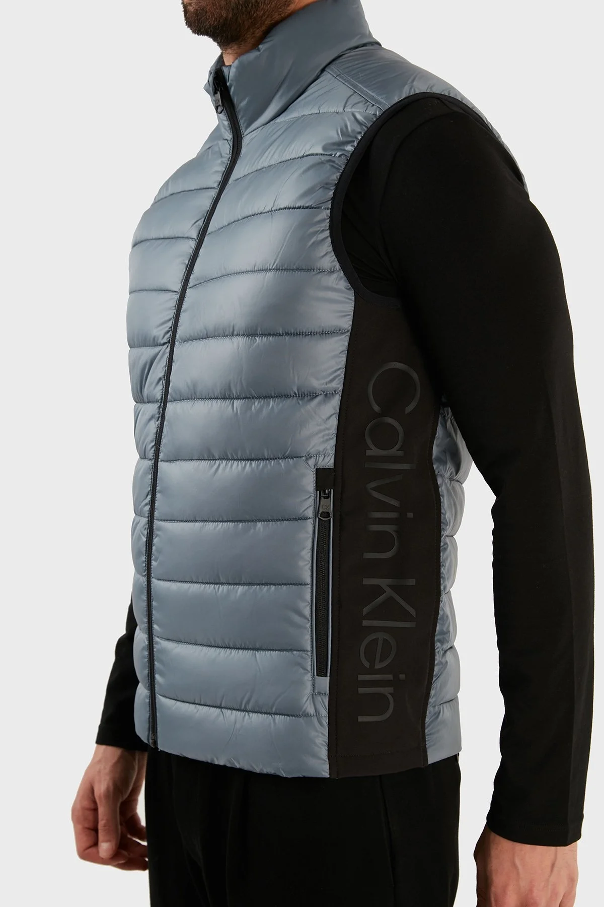 Calvin Klein Su Geçirmez Regular Fit Dik Yaka Şişme Erkek Yelek K10K108292 POC GRİ - 4