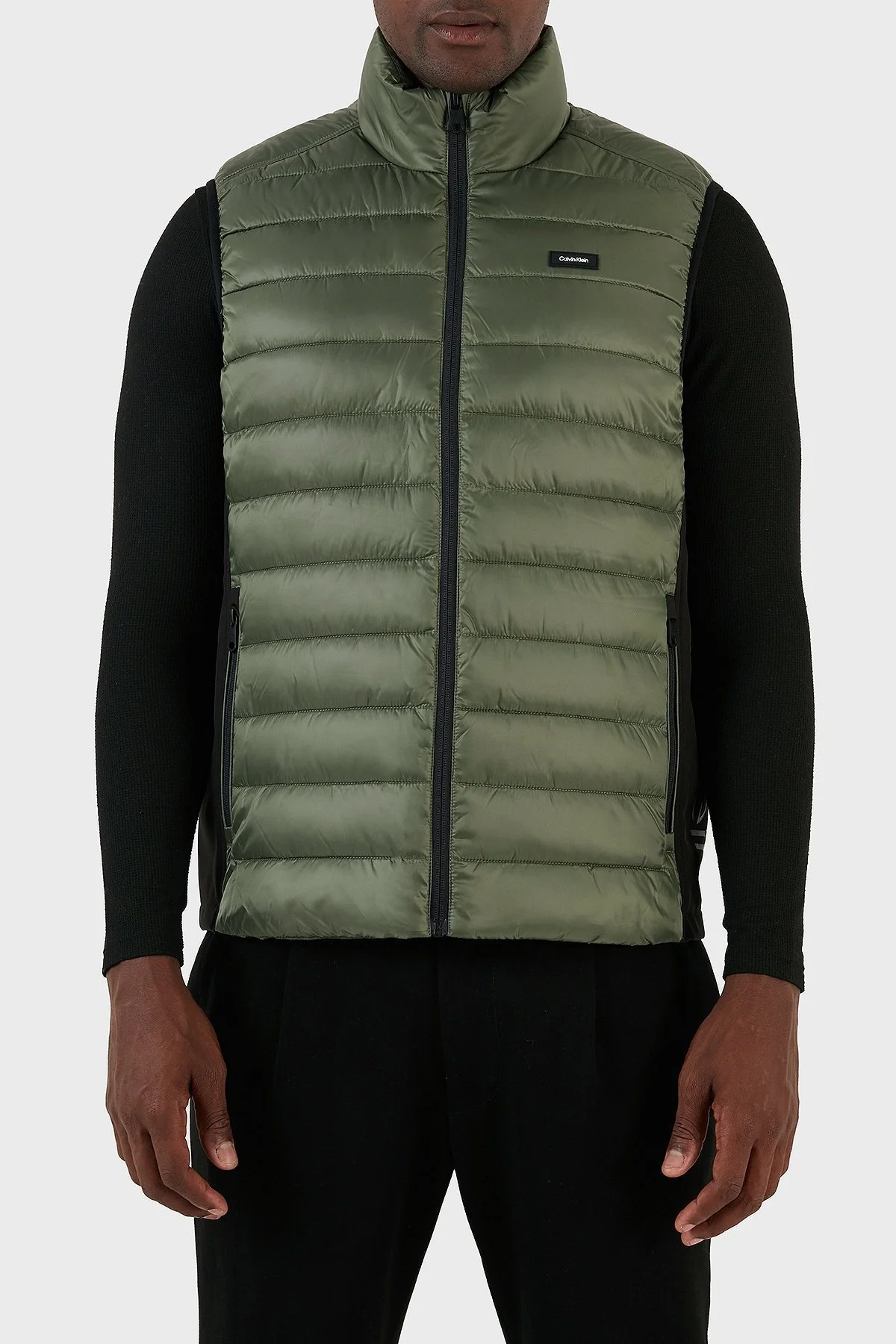 Calvin Klein Su Geçirmez Regular Fit Dik Yaka Şişme K10K108292LLP Erkek Yelek K10K108292 LLP HAKİ - 1