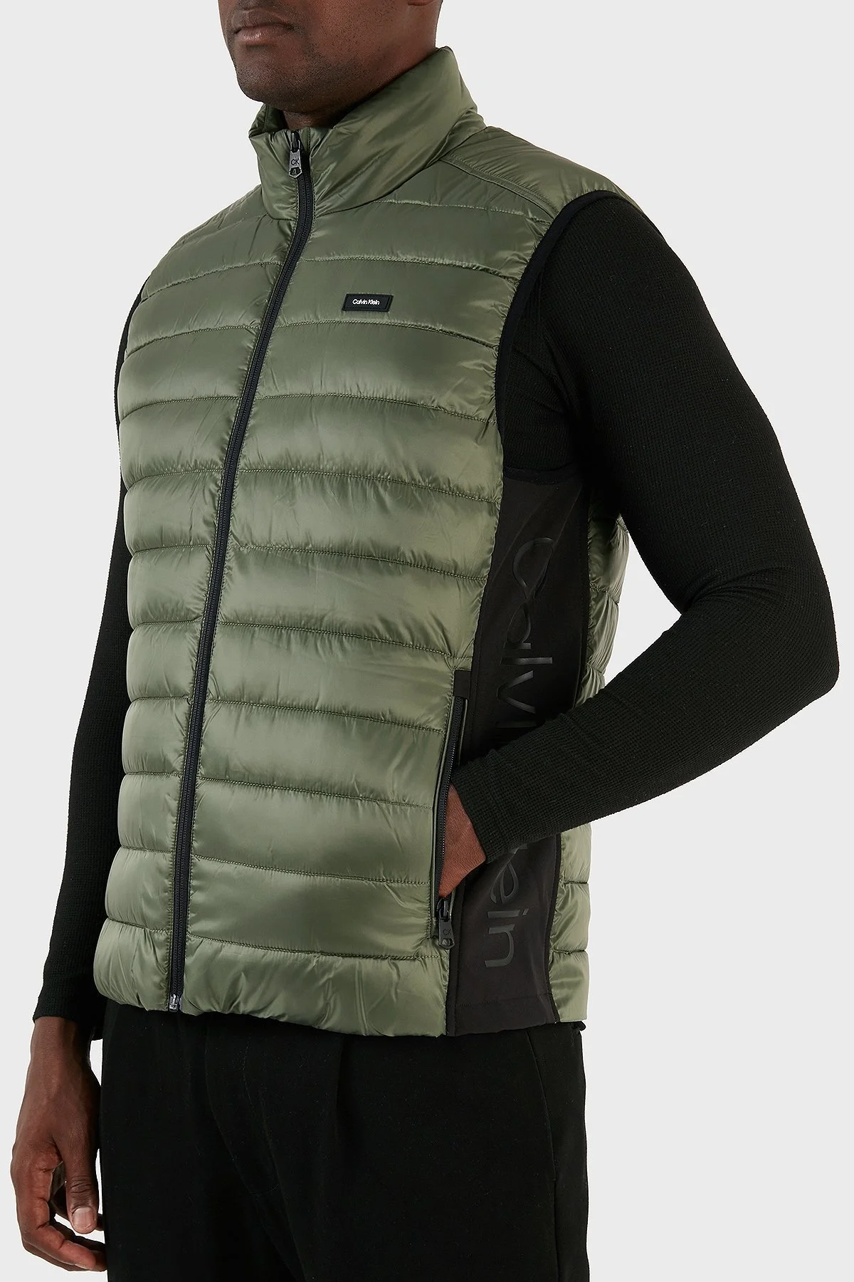 Calvin Klein Su Geçirmez Regular Fit Dik Yaka Şişme K10K108292LLP Erkek Yelek K10K108292 LLP HAKİ - 3