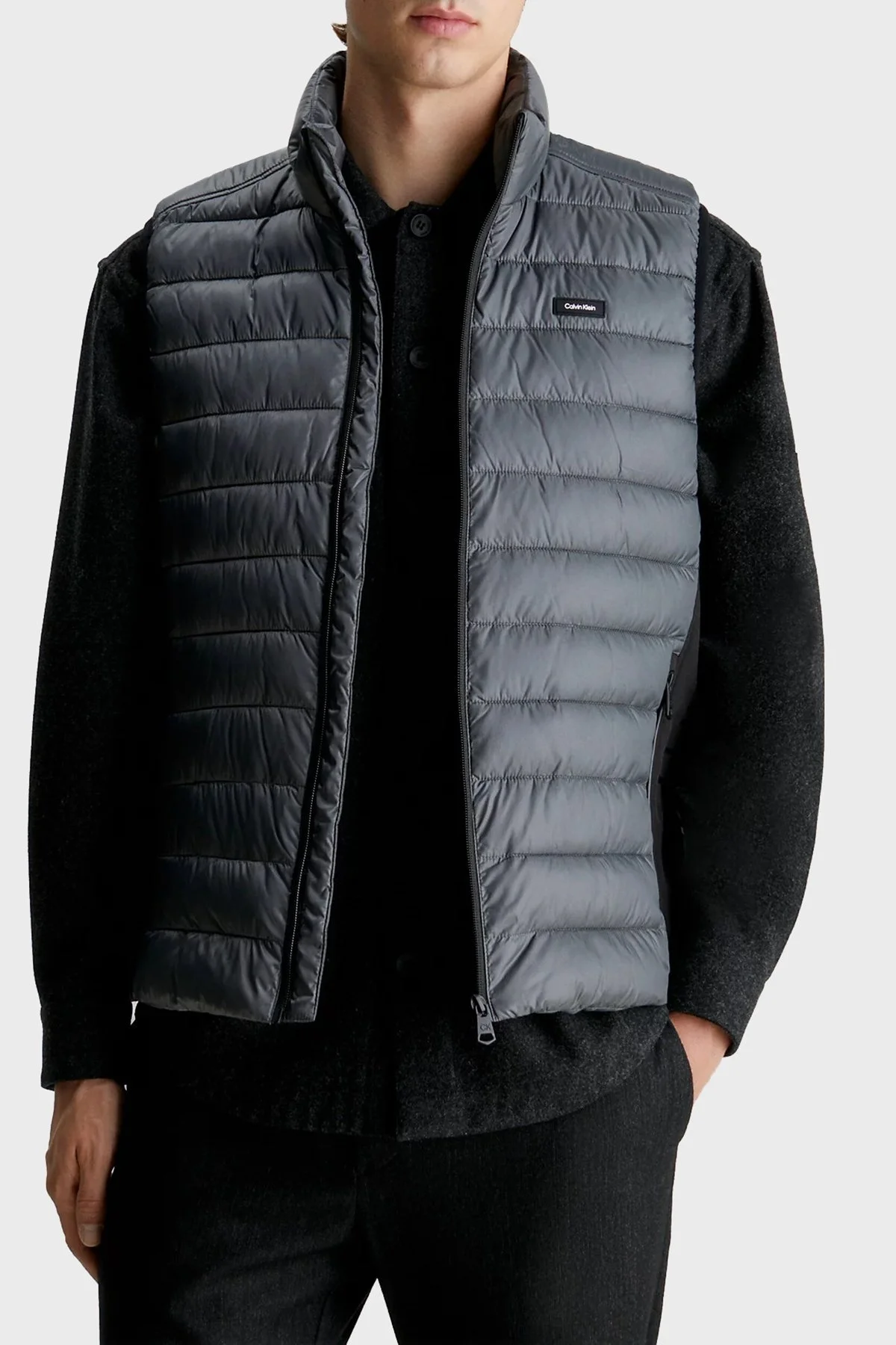 Calvin Klein Su Geçirmez Regular Fit Dik Yaka Şişme K10K108292PC9 Erkek Yelek K10K108292 PC9 GRİ - 1