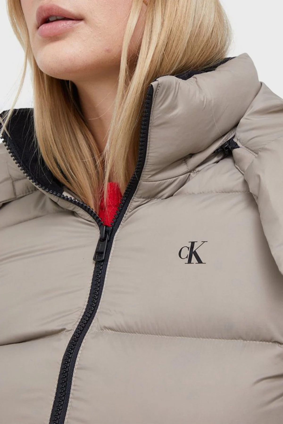 Calvin Klein Su Geçirmez Regular Fit Kuş Tüyü Dolgulu Kapüşonlu Bayan Mont J20J219819 A03 VİZON - 3