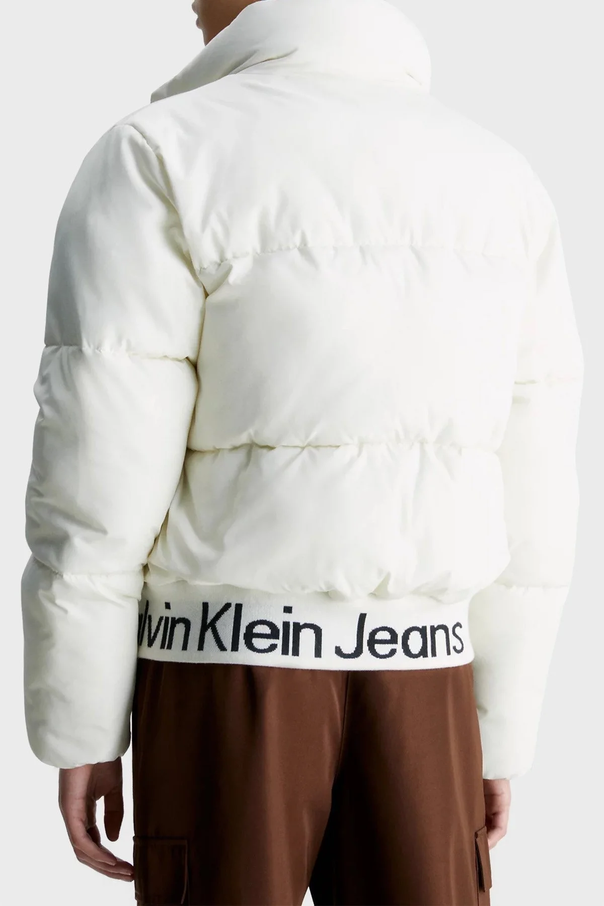 Calvin Klein Su Geçirmez Relaxed Fit Dik Yaka Bomber J20J222334YBI Bayan Mont J20J222334 YBI BEYAZ - 2