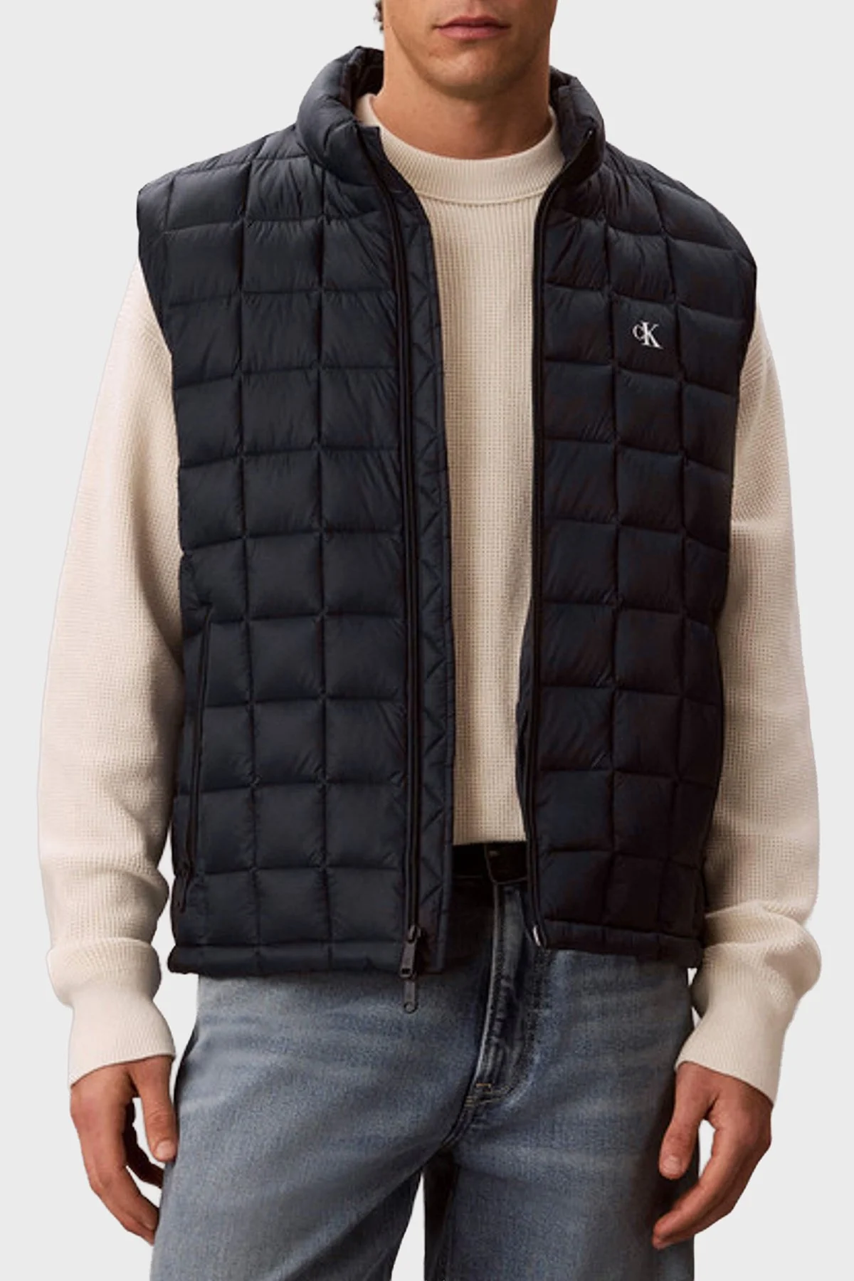 Calvin Klein Su İtici Kapitoneli Dik Yaka Hafif Şişme LV04RG507GCEF Erkek Yelek LV04RG507G CEF Lacivert - 1