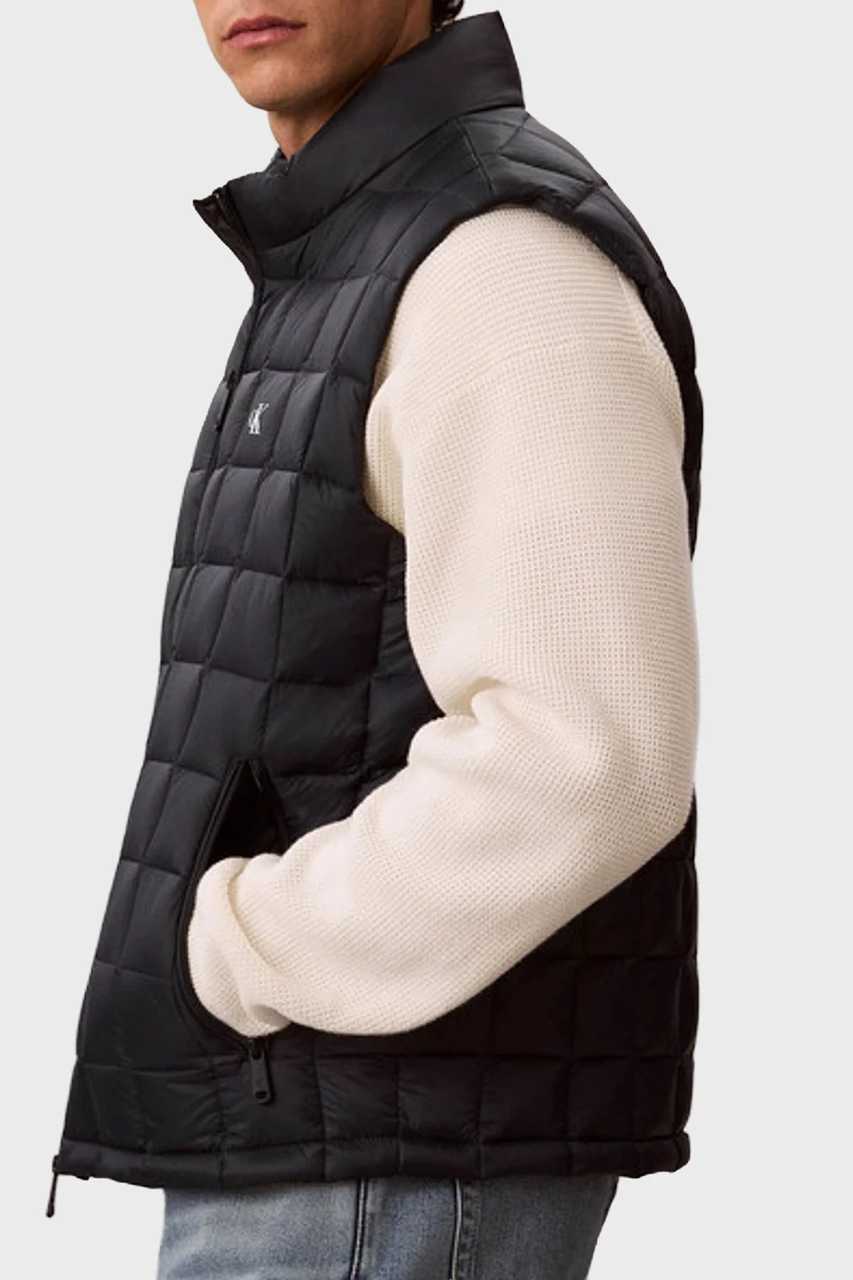 Calvin Klein Su İtici Kapitoneli Dik Yaka Hafif Şişme LV04RG507GCEF Erkek Yelek LV04RG507G CEF Lacivert - 5