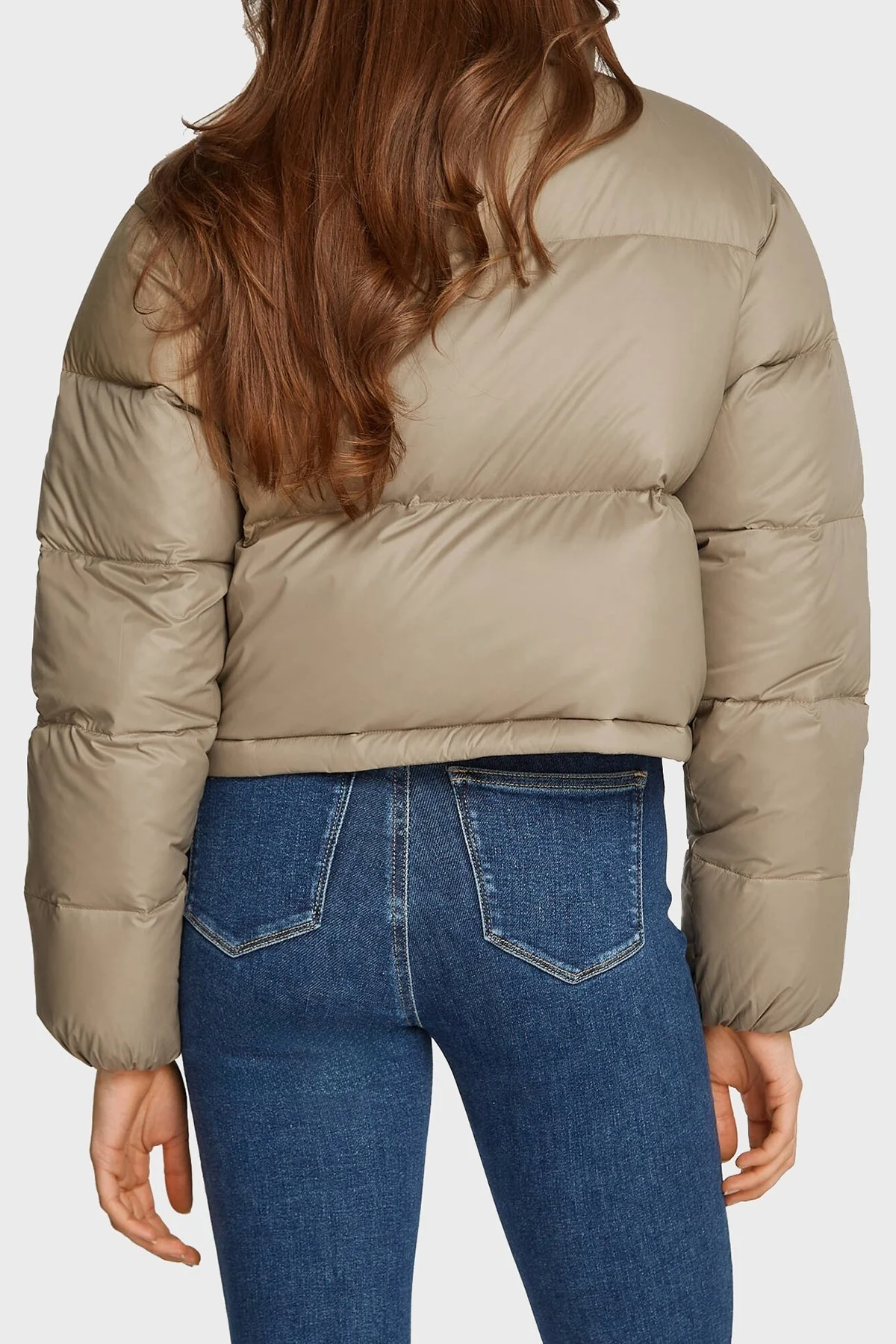 Calvin Klein Su İtici Kuş Tüyü Dolgulu Relaxed Fit Dik Yaka Crop Şişme J20J223577PAV Bayan Mont J20J223577 PAV GRİ - 2