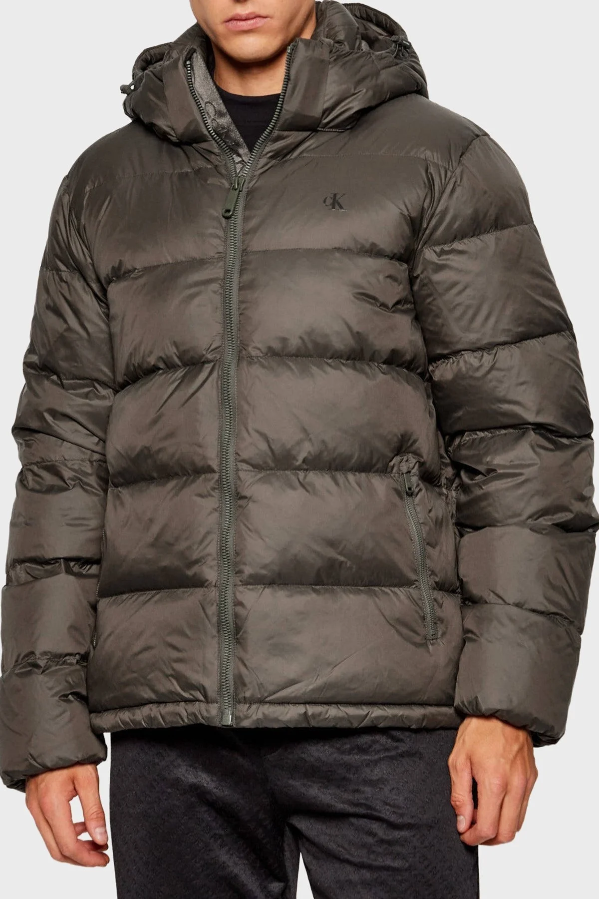 Calvin Klein Su İtici Regular Fit Çıkarılabilir Kapüşonlu LV04RC518GPAR Erkek Mont LV04RC518G PAR HAKİ - 1