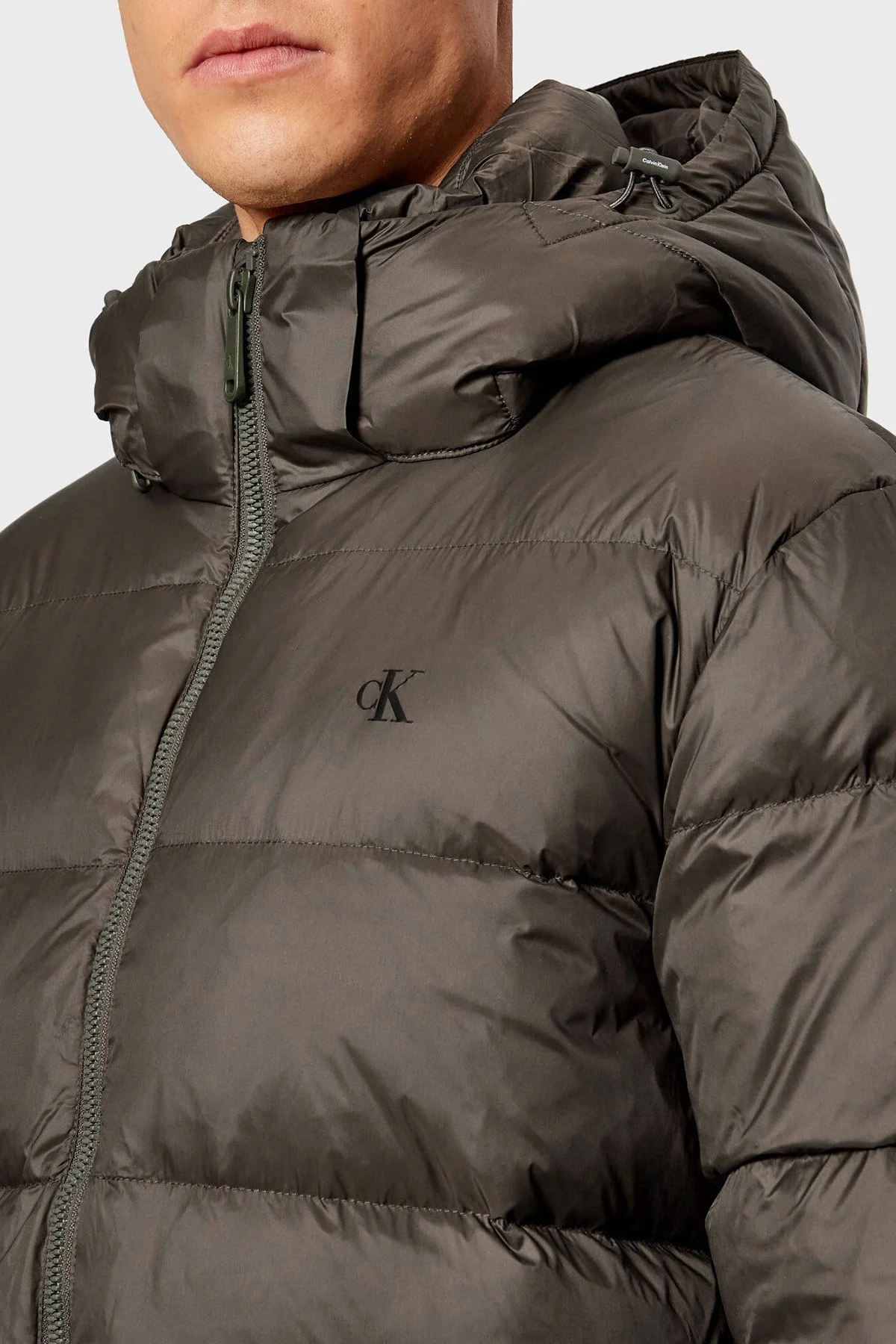 Calvin Klein Su İtici Regular Fit Çıkarılabilir Kapüşonlu LV04RC518GPAR Erkek Mont LV04RC518G PAR HAKİ - 6