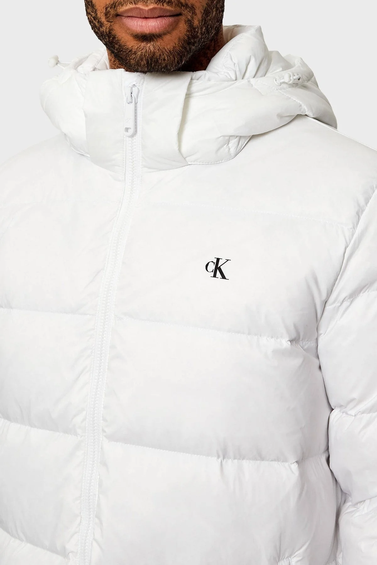 Calvin Klein Su İtici Regular Fit Çıkarılabilir Kapüşonlu LV04RC518GYAF Erkek Mont LV04RC518G YAF BEYAZ - 4
