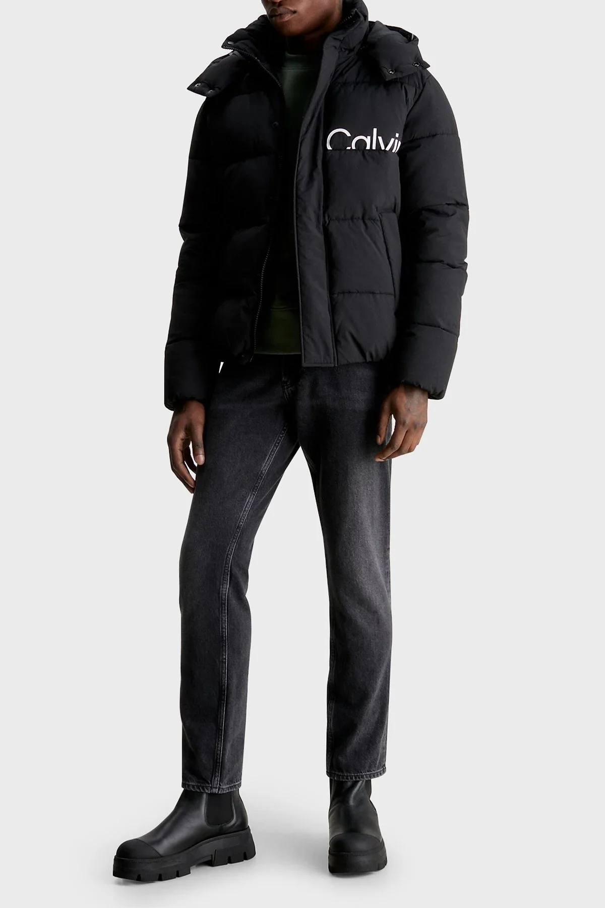 Calvin Klein Su İtici Regular Fit Kapüşonlu Şişme J30J323708BAE Erkek Mont J30J323708 BAE SİYAH - 3