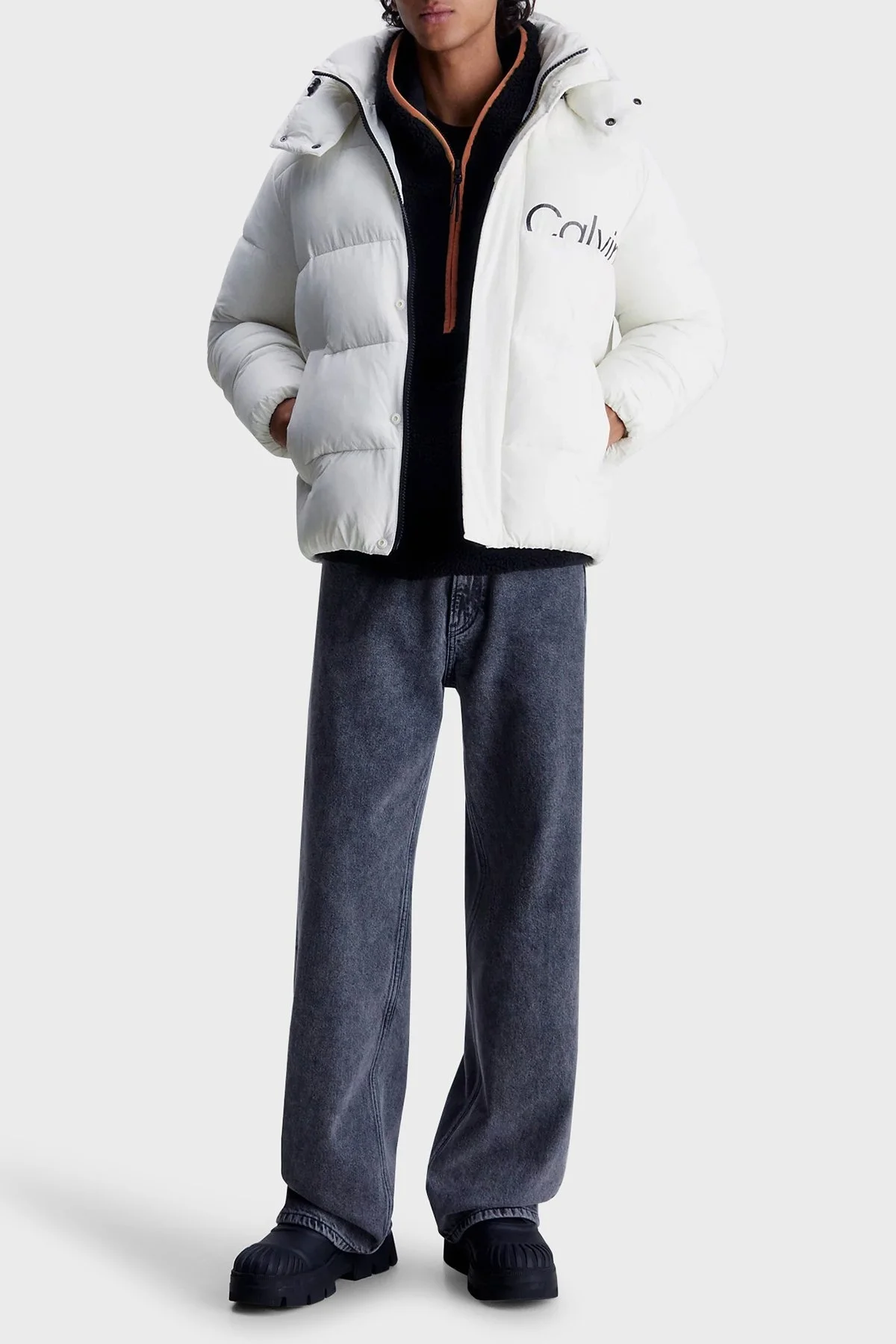 Calvin Klein Su İtici Regular Fit Kapüşonlu Şişme J30J323708YBI Erkek Mont J30J323708 YBI BEYAZ - 3