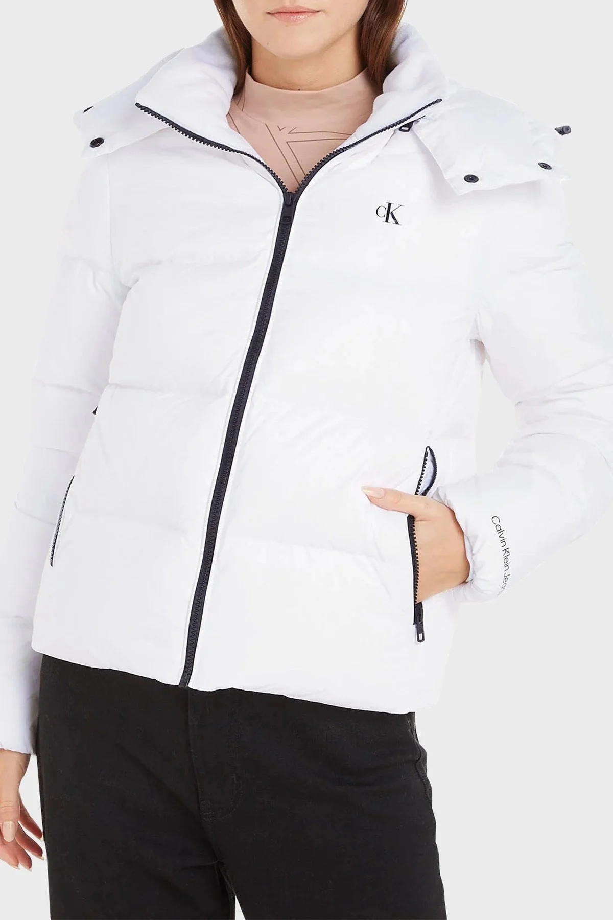 Calvin Klein Su İtici Regular Fit Kuş Tüyü Dolgulu Şişme J20J221646YAF Bayan Mont J20J221646 YAF BEYAZ - 1