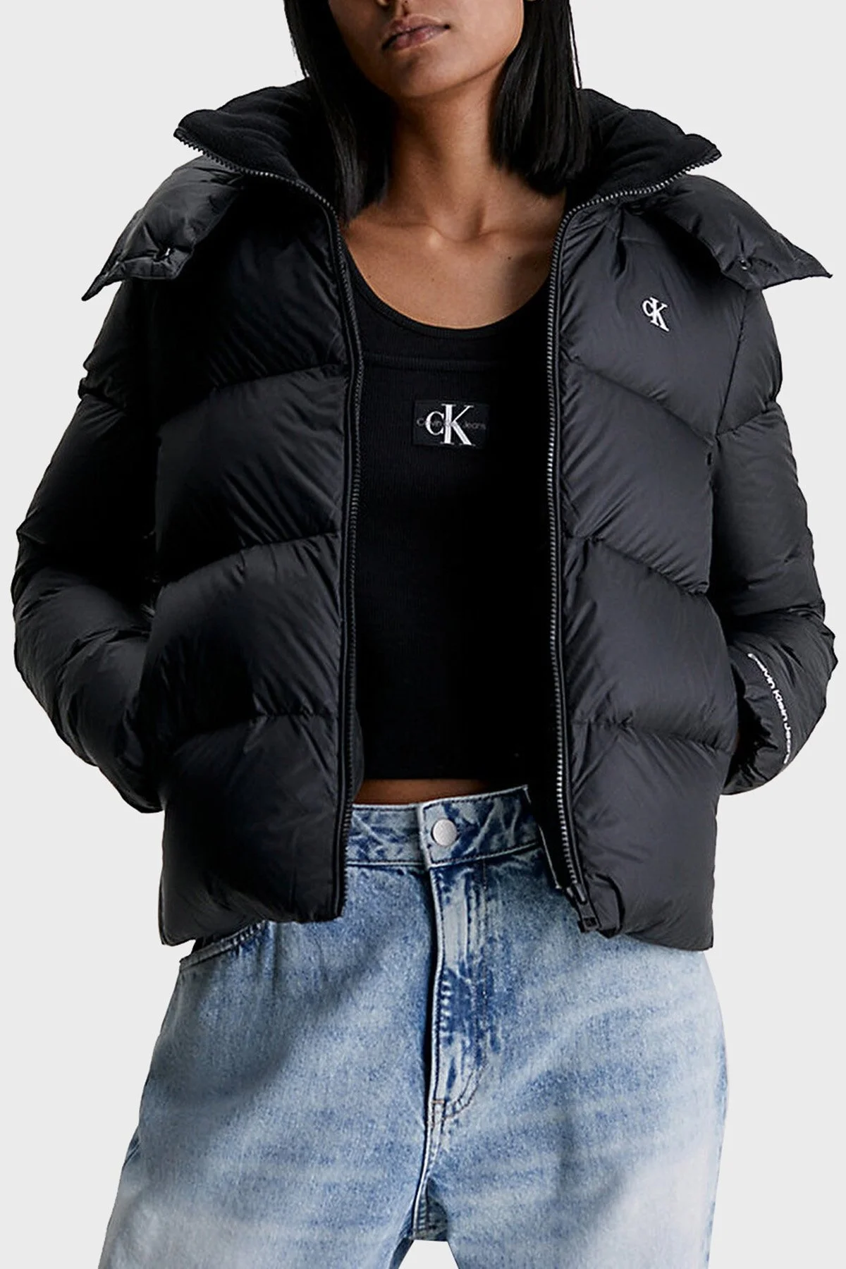 Calvin Klein Su İtici Regular Fit Kuş Tüyü Şişme Bayan Mont J20J221646 BEH SİYAH - 1
