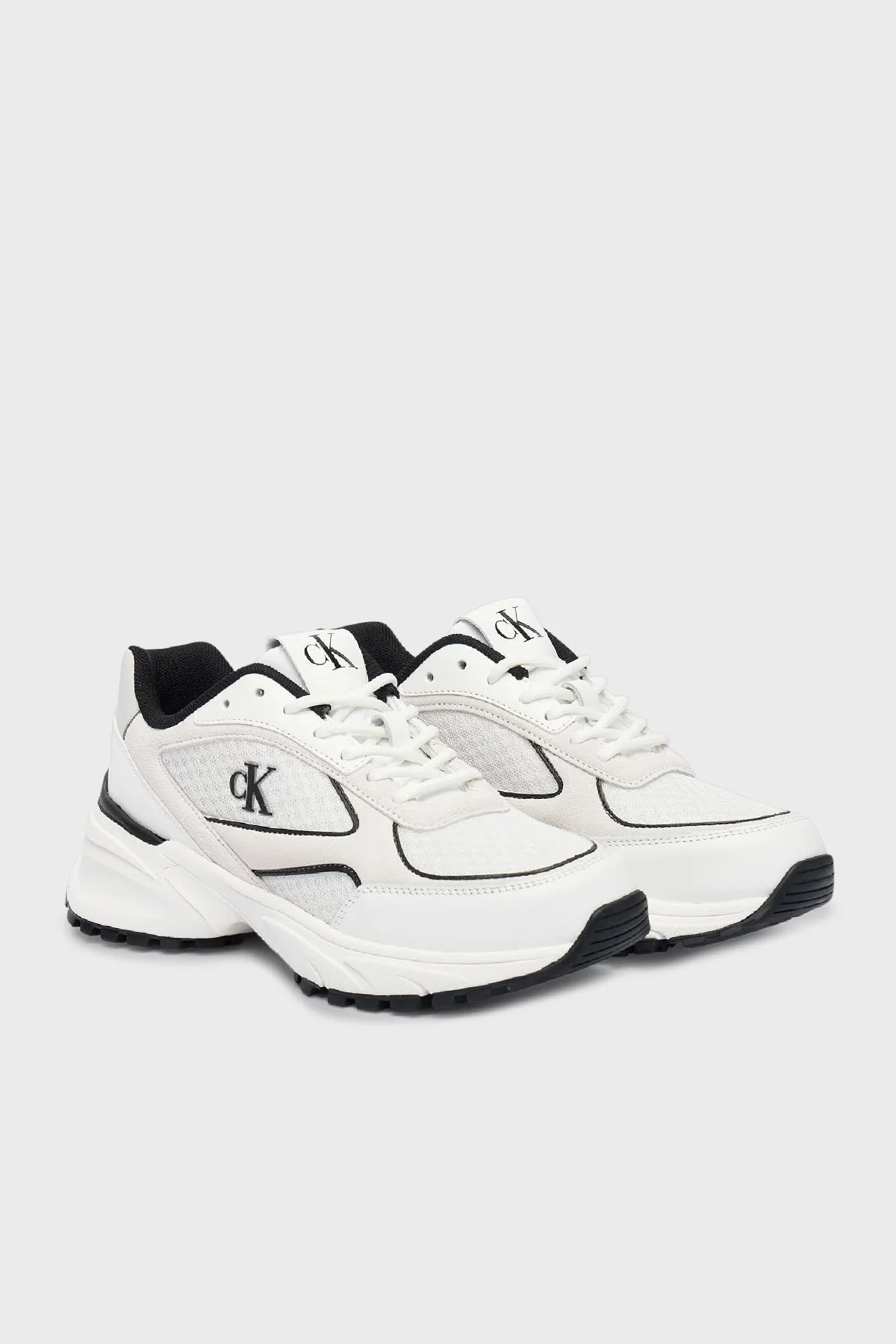 Calvin Klein Süet Detaylı Logolu Sneaker Ayakabı YW0YW0200901W Bayan Ayakkabı YW0YW02009 01W BEYAZ-SİYAH - 2