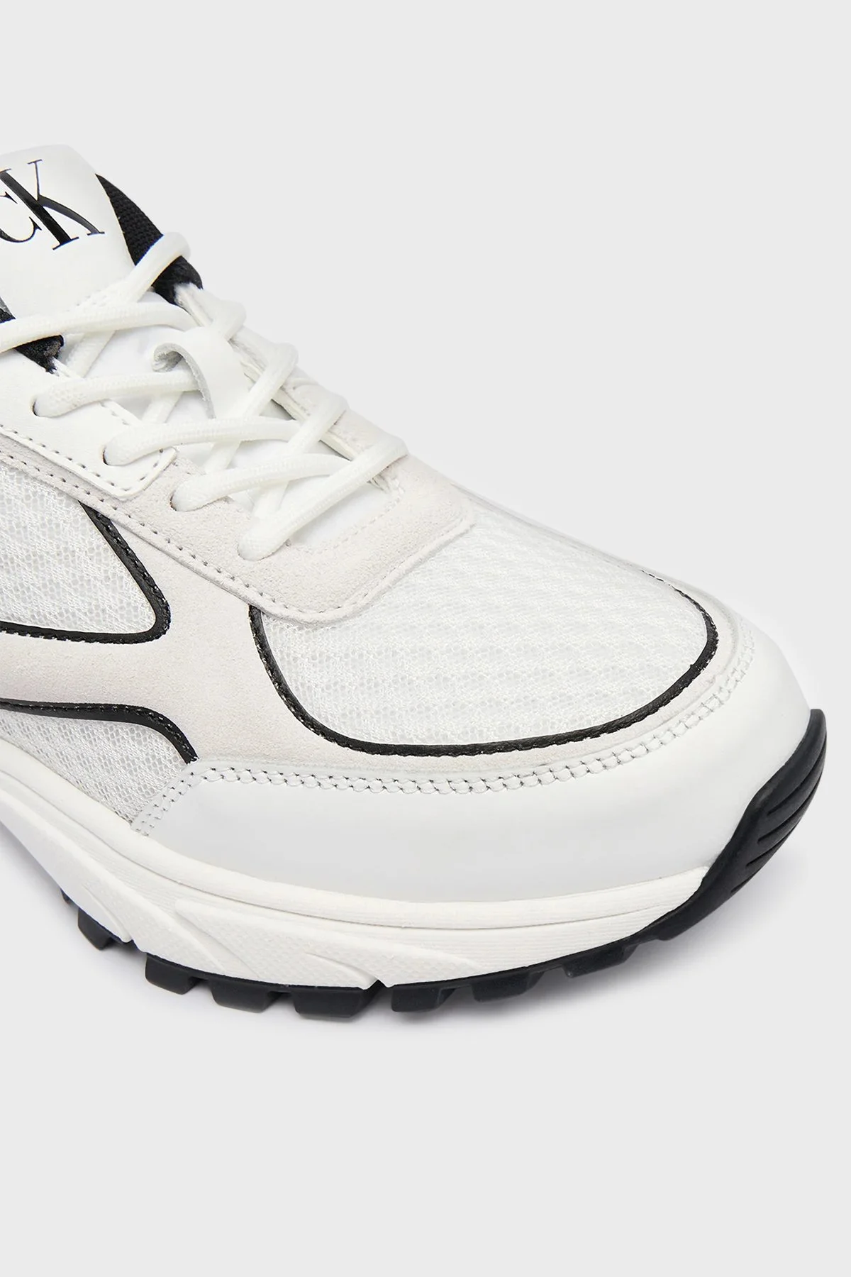 Calvin Klein Süet Detaylı Logolu Sneaker Ayakabı YW0YW0200901W Bayan Ayakkabı YW0YW02009 01W BEYAZ-SİYAH - 6