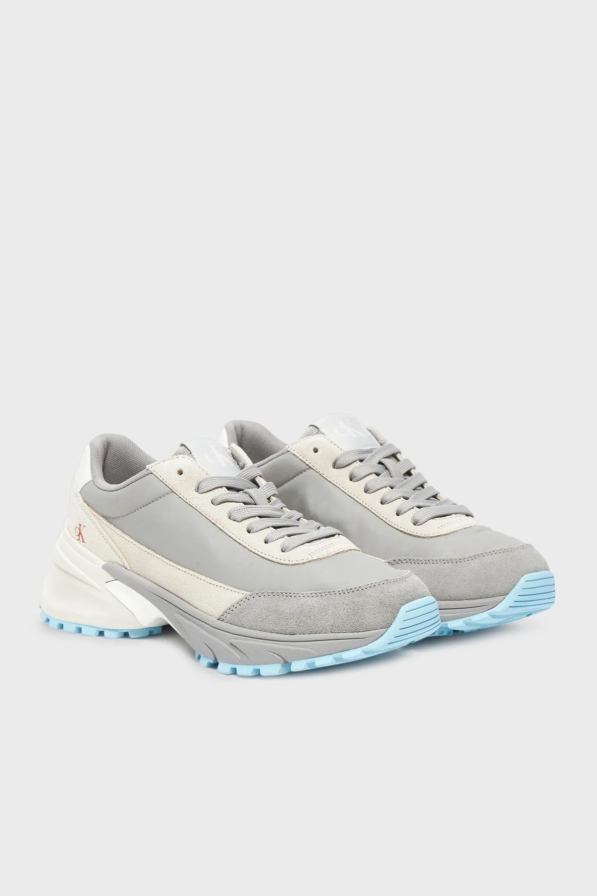 Calvin Klein Süet Detaylı Logolu Sneaker YW0YW018520IP Bayan Ayakkabı YW0YW01852 0IP Gri-Krem - 8