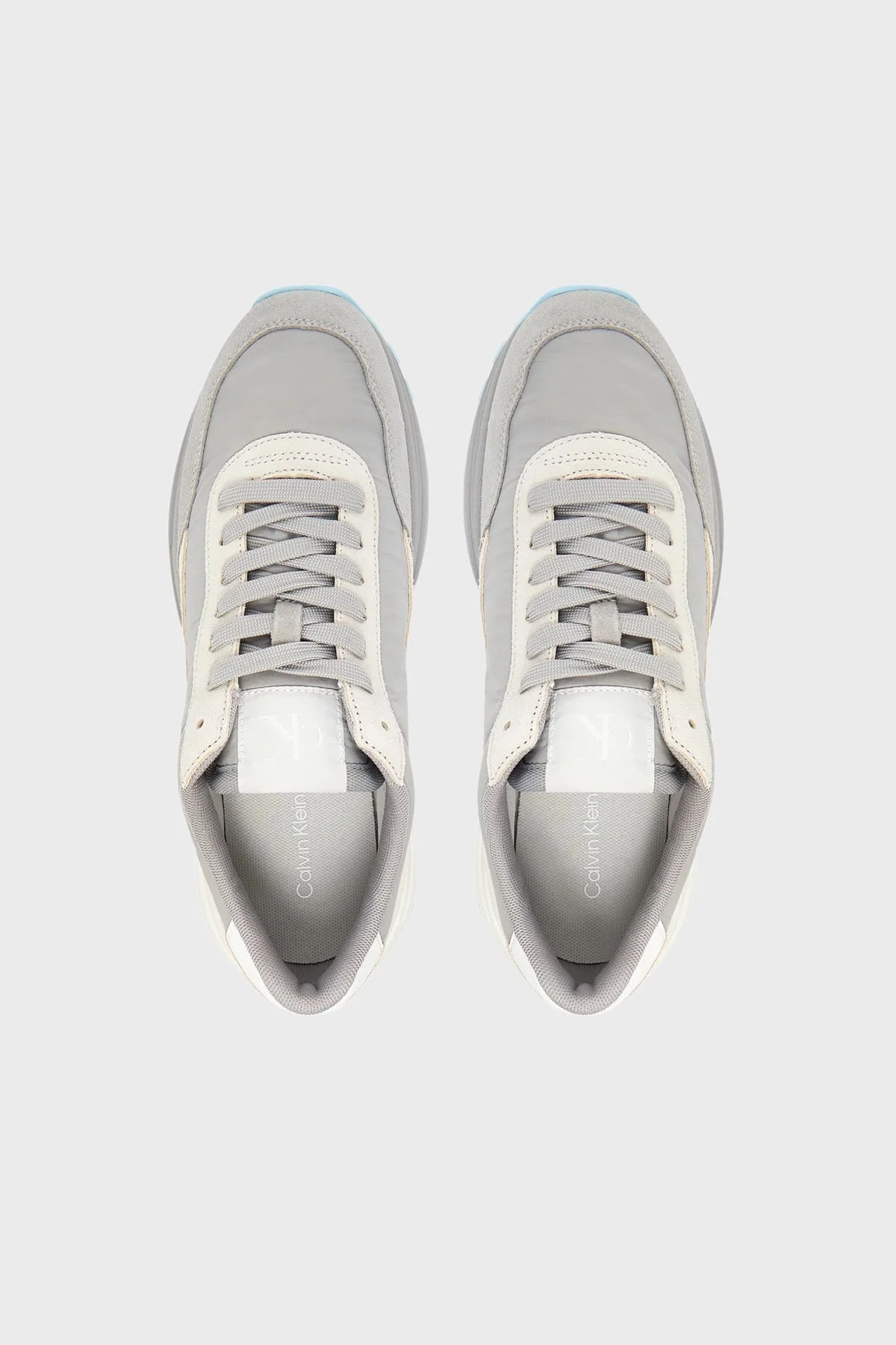 Calvin Klein Süet Detaylı Logolu Sneaker YW0YW018520IP Bayan Ayakkabı YW0YW01852 0IP Gri-Krem - 9