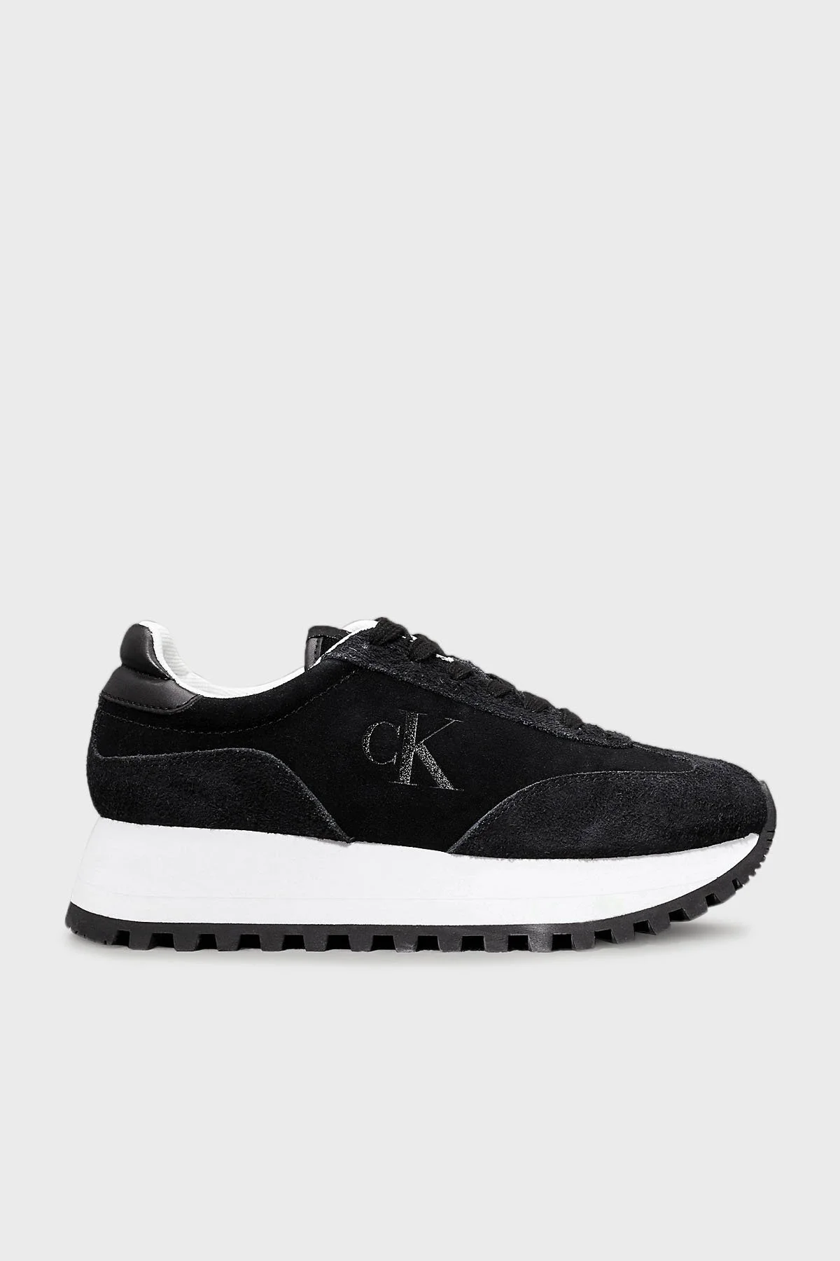 Calvin Klein Süet Logolu Kalın Tabanlı Sneaker YW0YW015740GM Bayan Ayakkabı YW0YW01574 0GM SİYAH-BEYAZ - 7