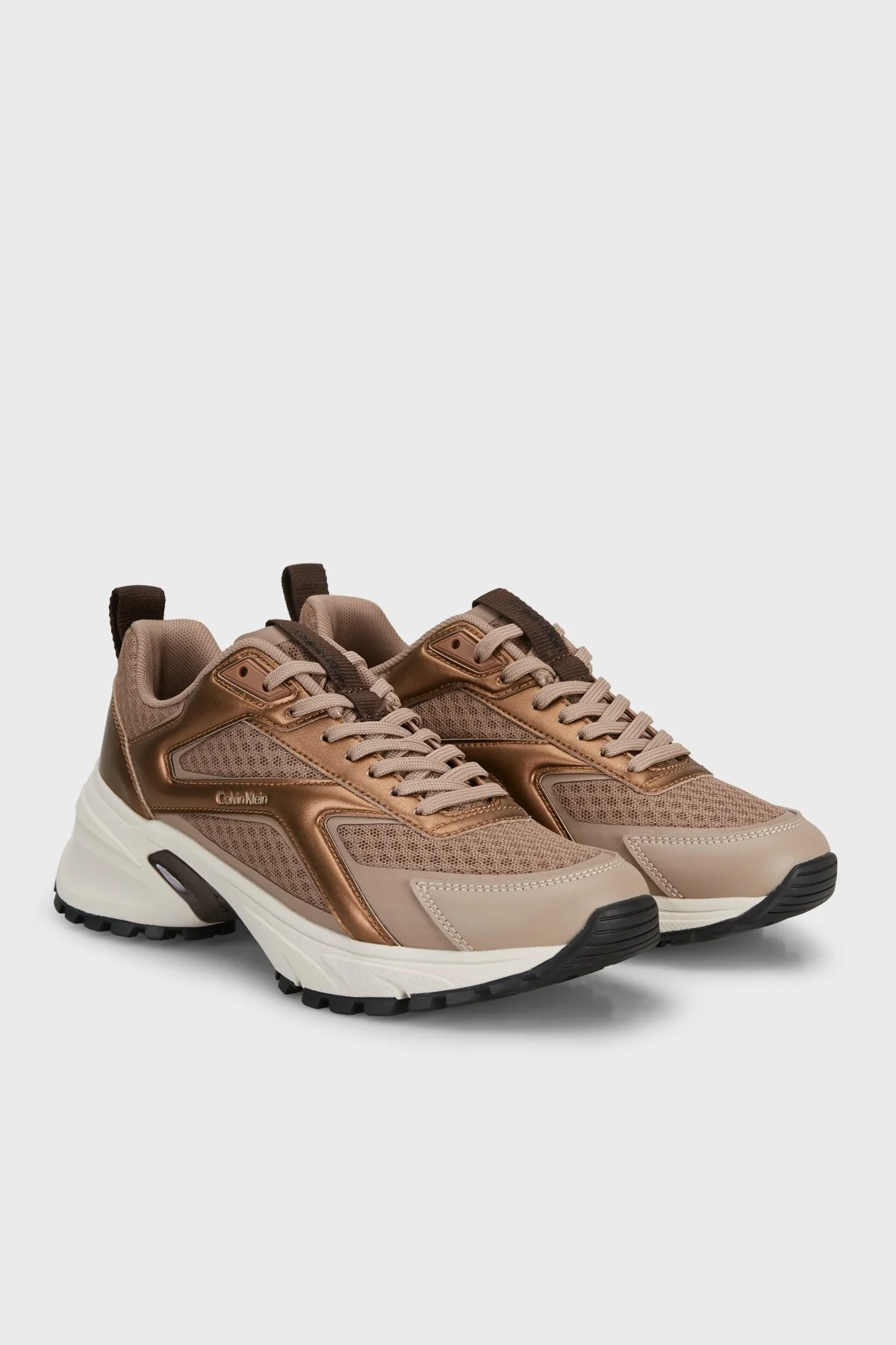 Calvin Klein Süet Logolu Sneaker HW0HW031400Z3 Kadın Ayakkabı HW0HW03140 0Z3 Bej - 3