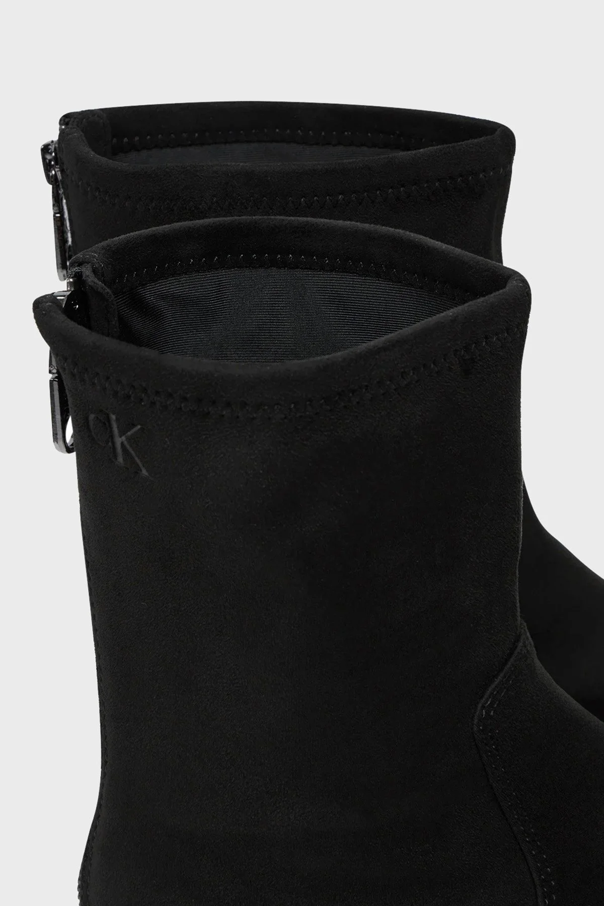 Calvin Klein Süet Tırtıklı Platform Taban Fermuarlı YW0YW016020GJ Bayan Bot YW0YW01602 0GJ SİYAH - 4