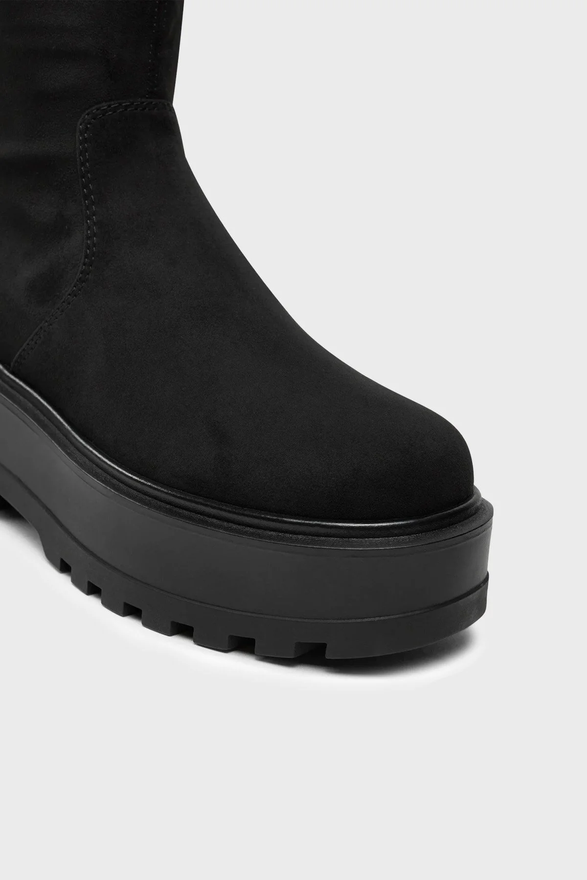 Calvin Klein Süet Tırtıklı Platform Taban Fermuarlı YW0YW016020GJ Bayan Bot YW0YW01602 0GJ SİYAH - 5