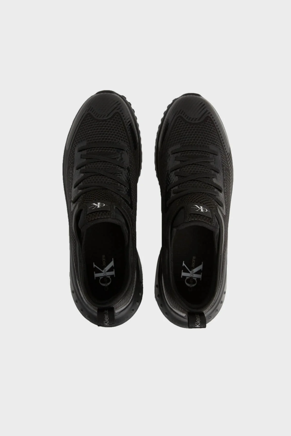 Calvin Klein Suni Deri Fileli Nefes Alabilir Logolu Sneaker YM0YM007700GT Erkek Ayakkabı YM0YM00770 0GT SİYAH - 4