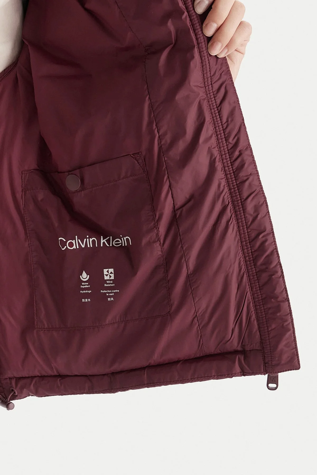 Calvin Klein Suya Dayanıklı Boxy Fit Çıkarılabilir Kapüşonlu Şişme LV047D501GGEX Bayan Mont LV047D501G GEX BORDO - 6