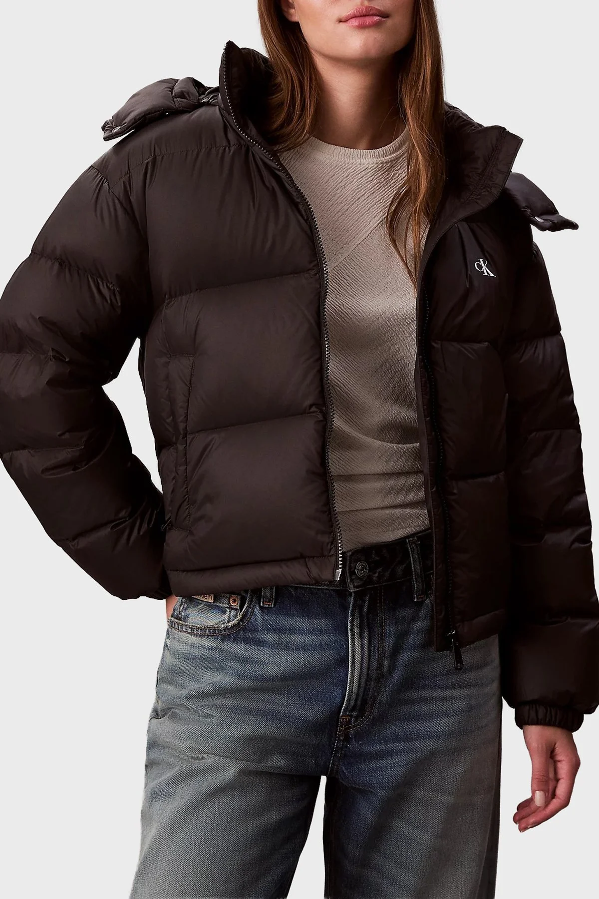 Calvin Klein Suya Dayanıklı Boxy Fit Çıkarılabilir Kapüşonlu Şişme LV047D501GUB1 Bayan Mont LV047D501G UB1 SİYAH - 1