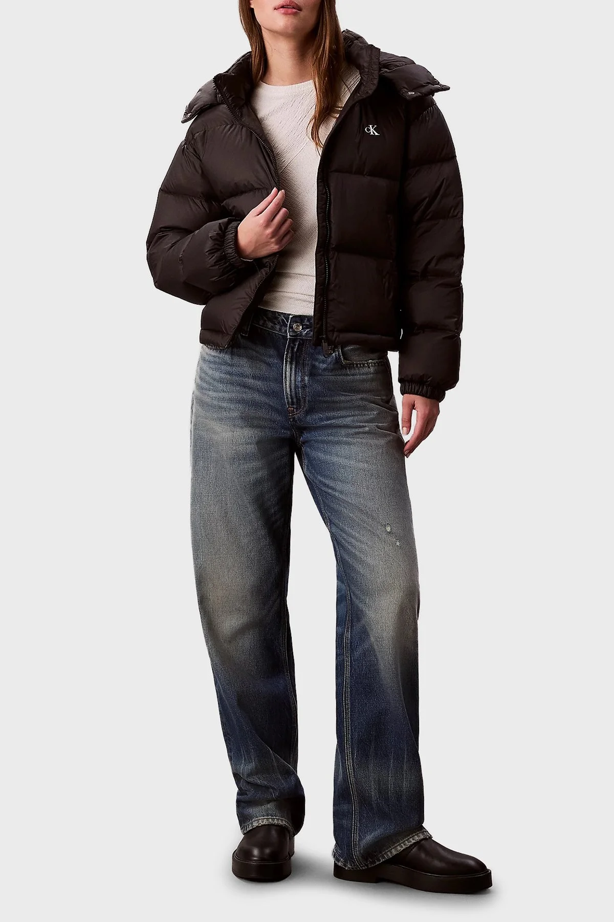 Calvin Klein Suya Dayanıklı Boxy Fit Çıkarılabilir Kapüşonlu Şişme LV047D501GUB1 Bayan Mont LV047D501G UB1 SİYAH - 2