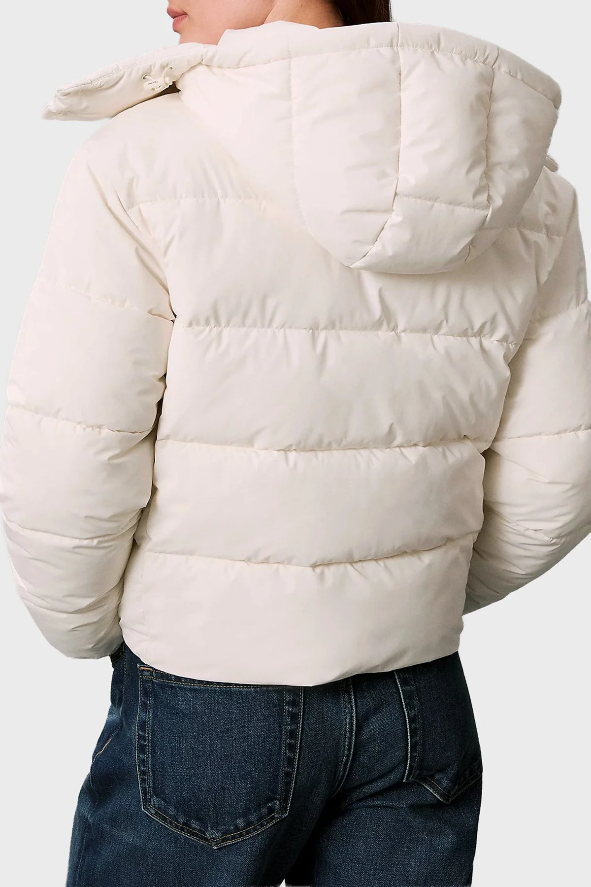 Calvin Klein Suya Dayanıklı Çıkarılabilir Kapüşonlu Şişme LV047H504GYAS Kadın Mont LV047H504G YAS Krem - 3