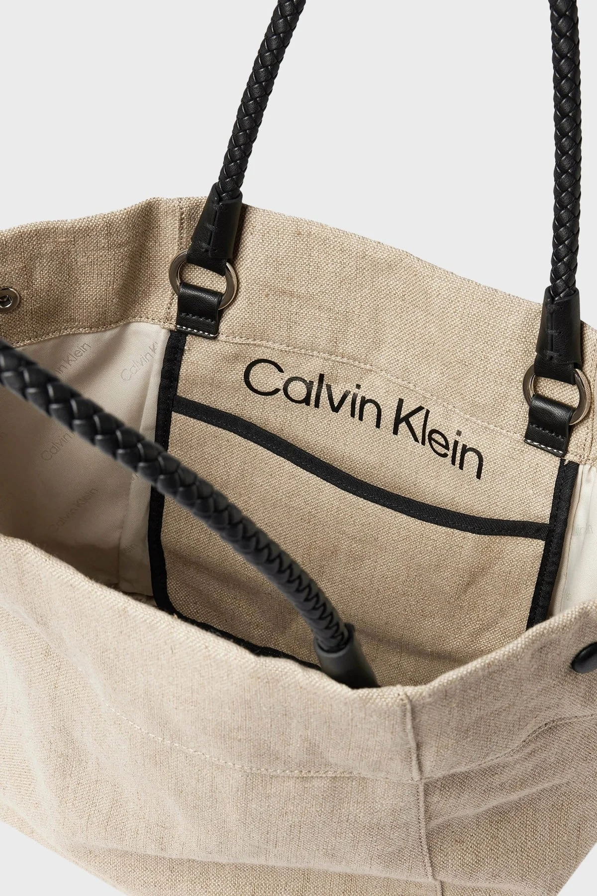 Calvin Klein Suya Dayanıklı Keten K60K611992PC4 Bayan Çanta K60K611992 PC4 EKRU - 5