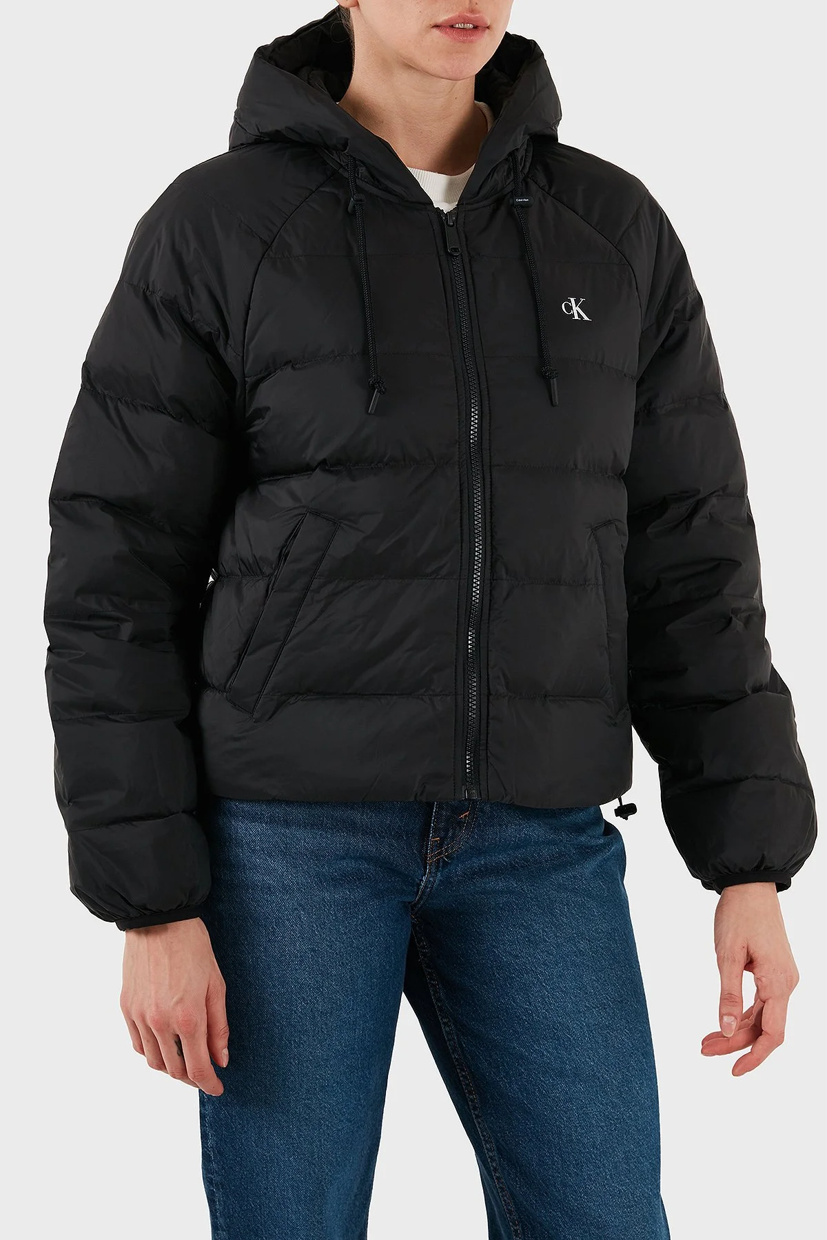 Calvin Klein Suya Dayanıklı Logolu Regular Fit Kapüşonlu Şişme LV047C521GUB1 Bayan Mont LV047C521G UB1 SİYAH - 4
