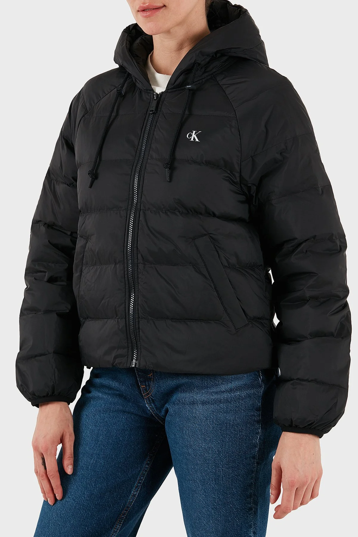 Calvin Klein Suya Dayanıklı Logolu Regular Fit Kapüşonlu Şişme LV047C521GUB1 Bayan Mont LV047C521G UB1 SİYAH - 6