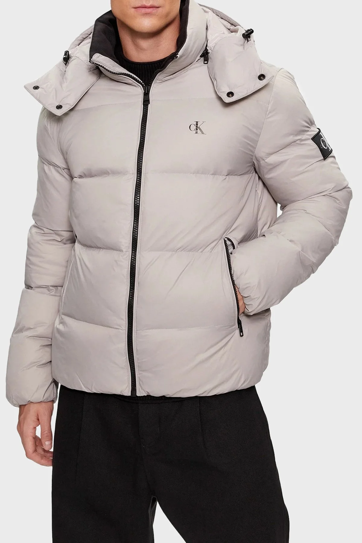 Calvin Klein Suya Dayanıklı Regular Fit Kuş Tüyü Dolgulu J30J323468PEE Erkek Mont J30J323468 PEE GRİ - 1