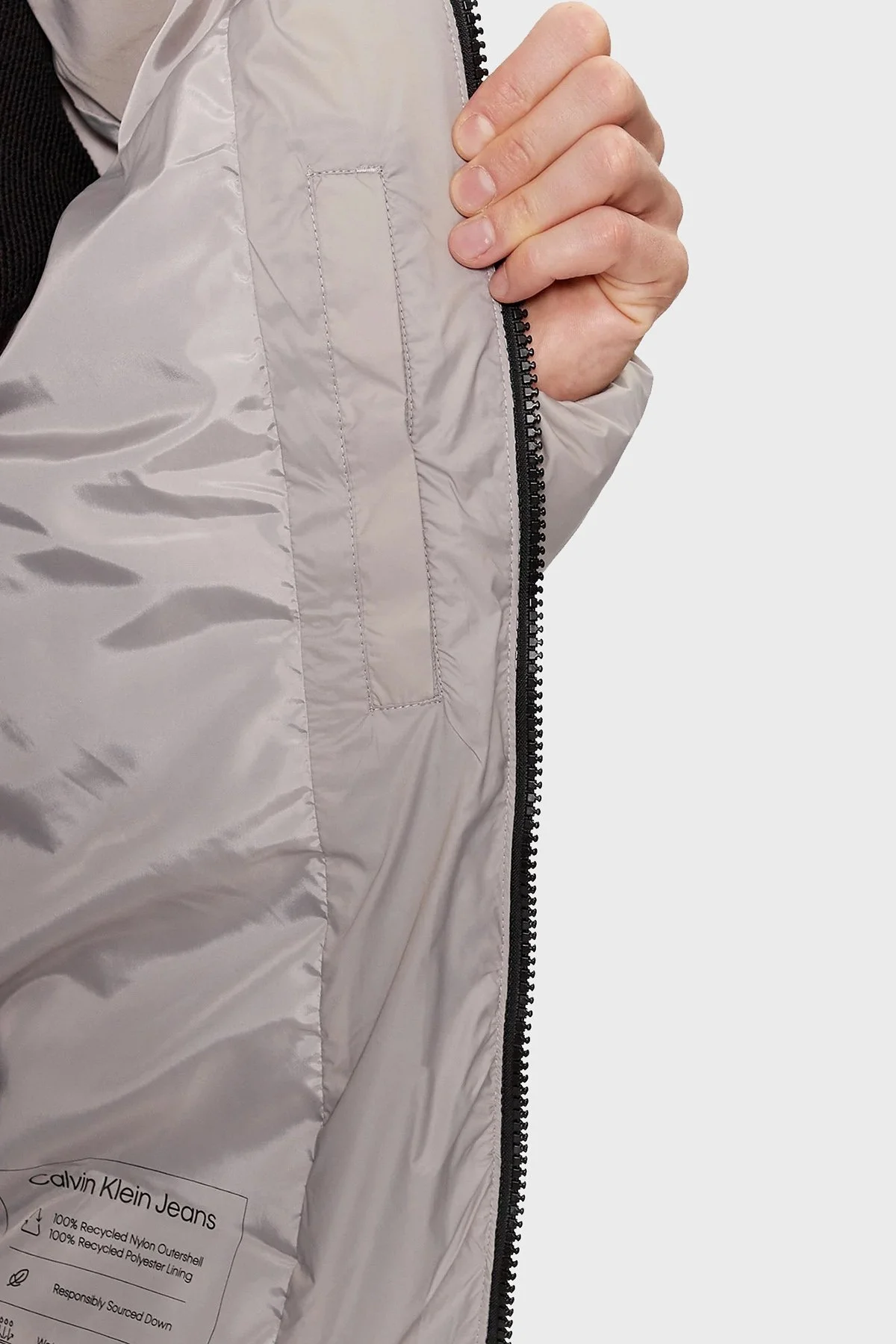 Calvin Klein Suya Dayanıklı Regular Fit Kuş Tüyü Dolgulu J30J323468PEE Erkek Mont J30J323468 PEE GRİ - 5